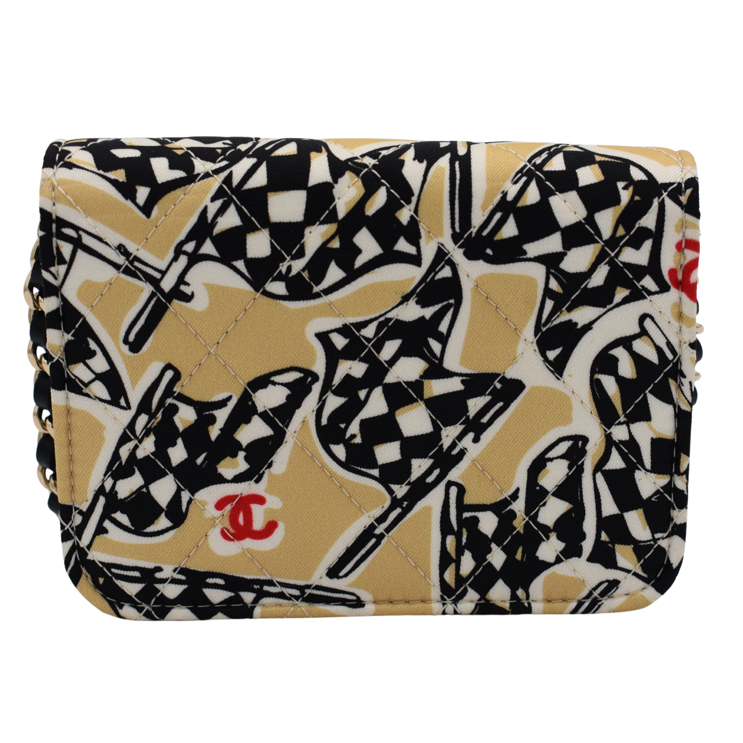 Check Flag Printed Mini Bag on Chain