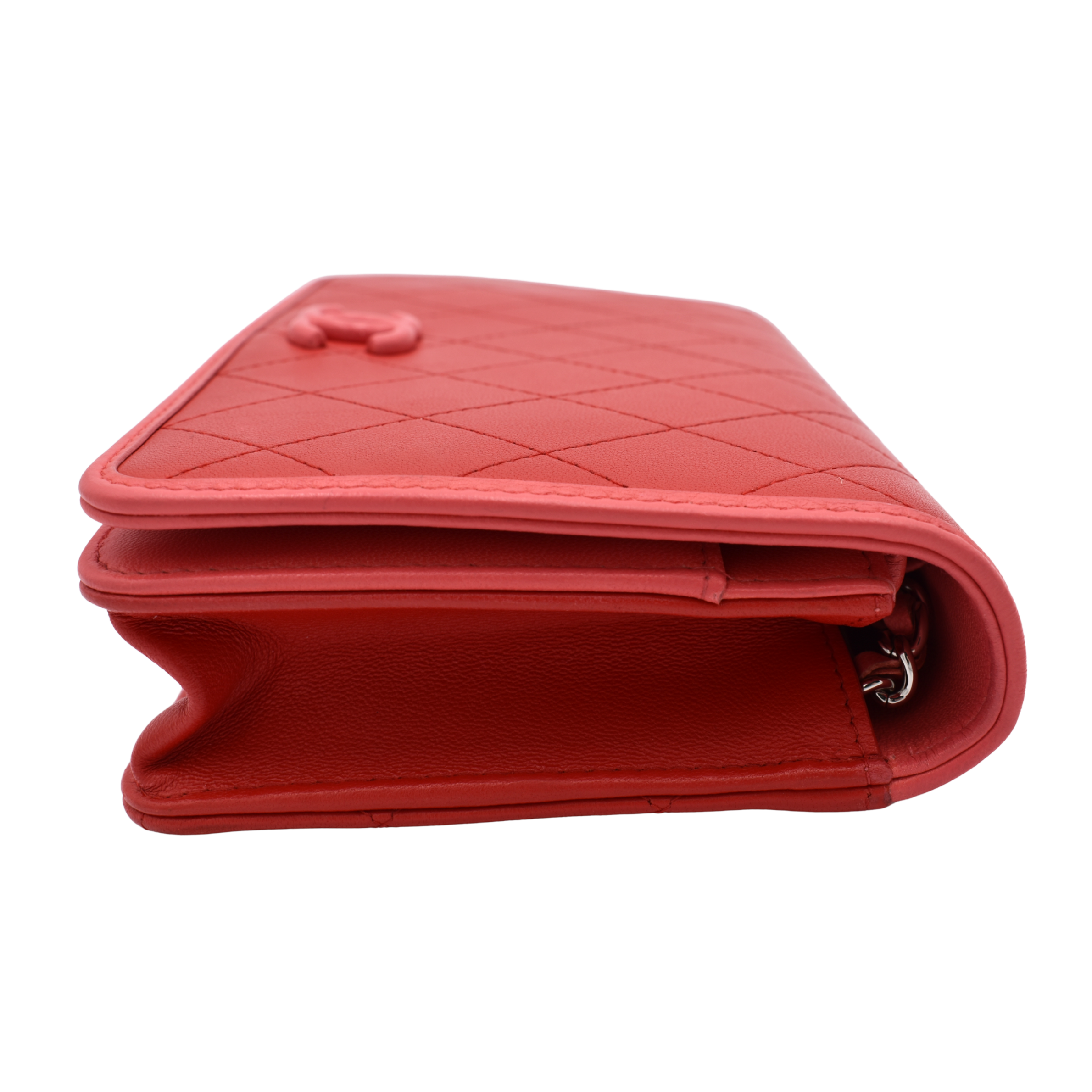 Quilted Lambskin Red/Pink Wallet on Chain