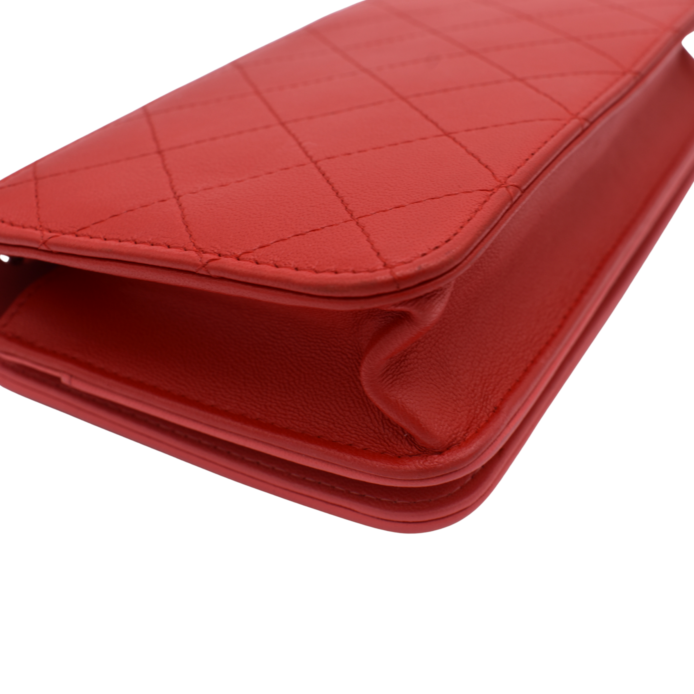Quilted Lambskin Red/Pink Wallet on Chain
