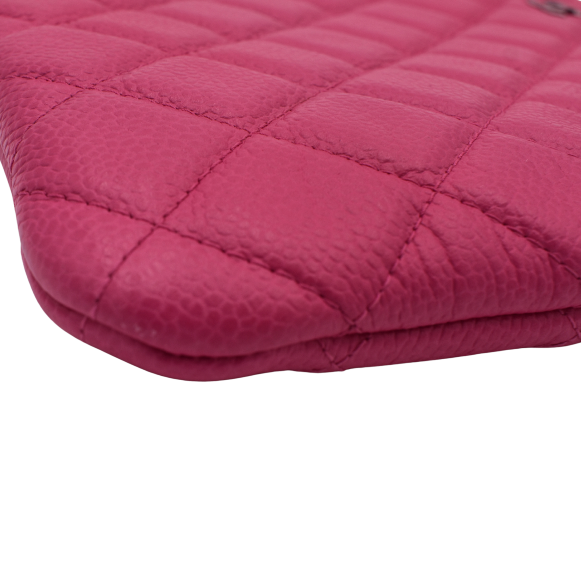 Pink Quilted Caviar Zip Pouch