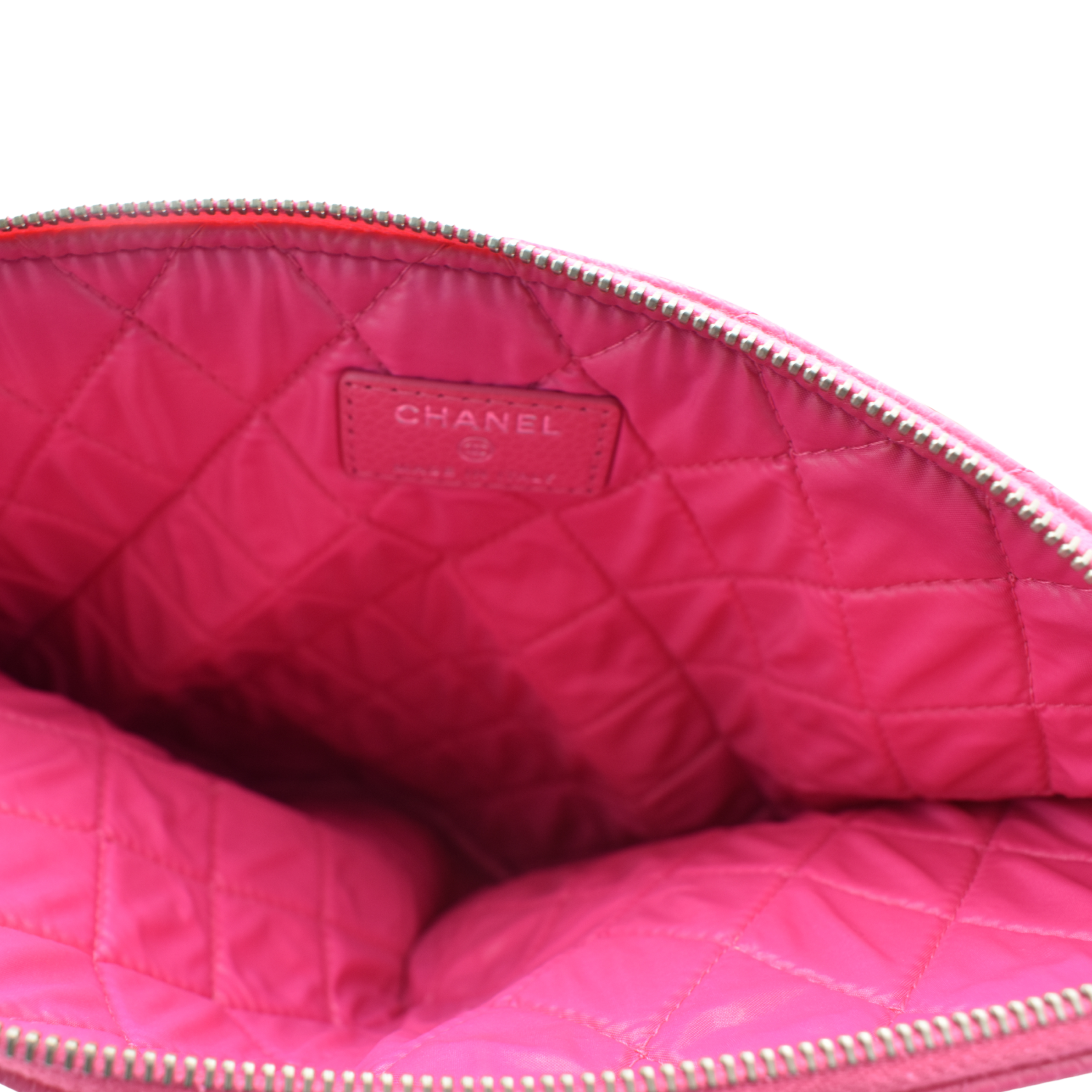 Pink Quilted Caviar Zip Pouch