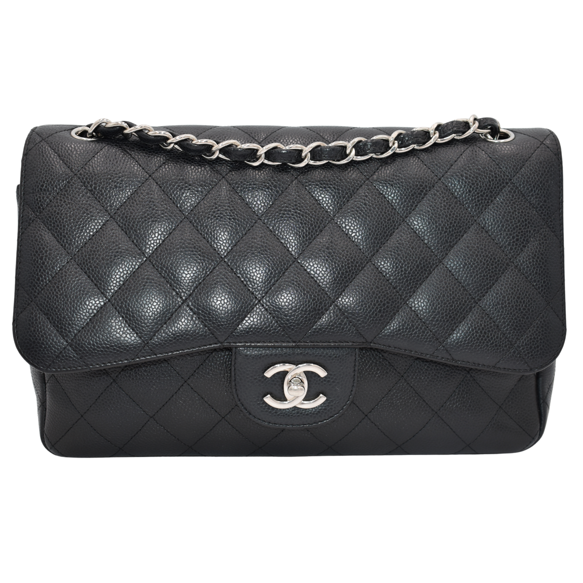 Jumbo Black Caviar Double Flap