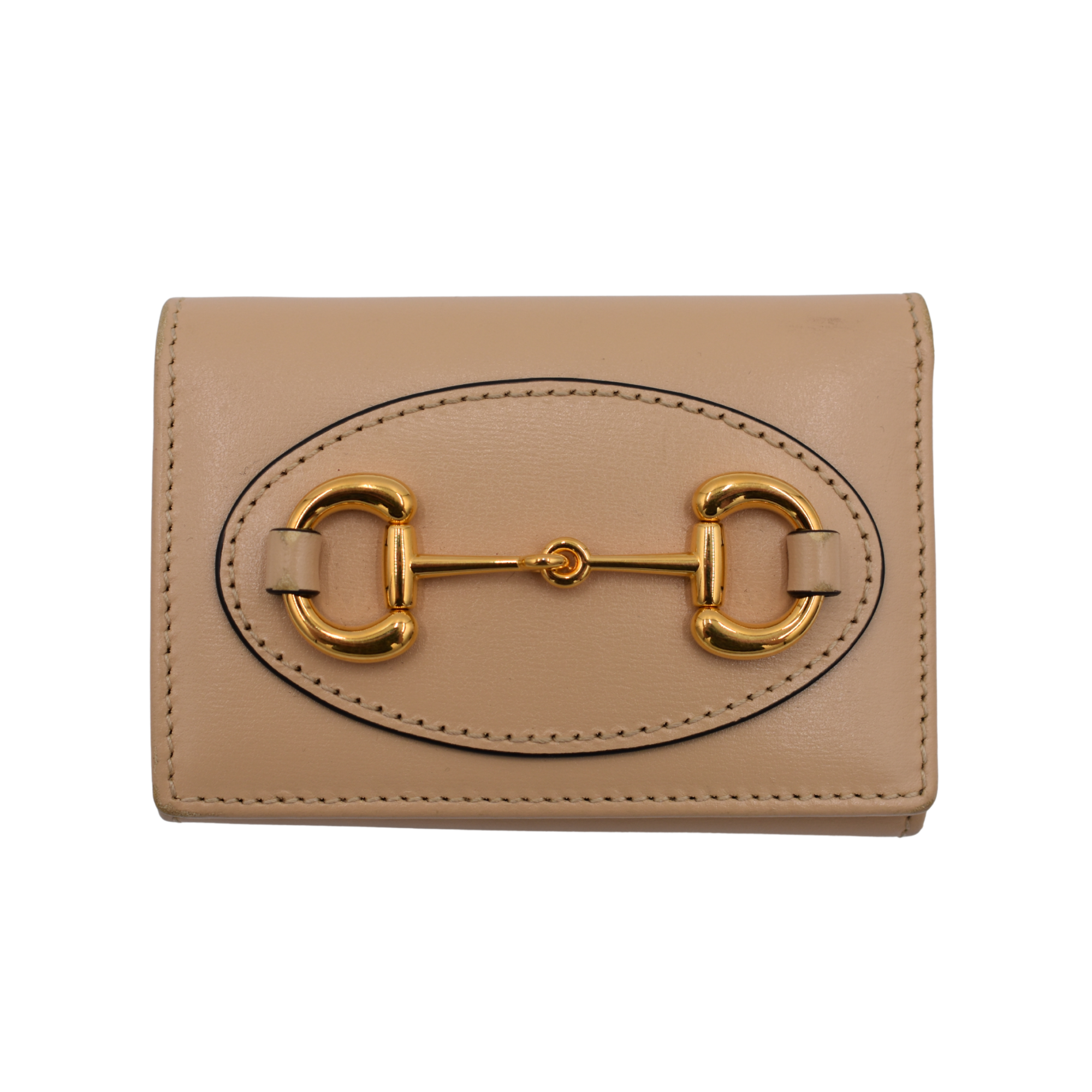 Beige Leather Horsebit 1955 Compact Wallet