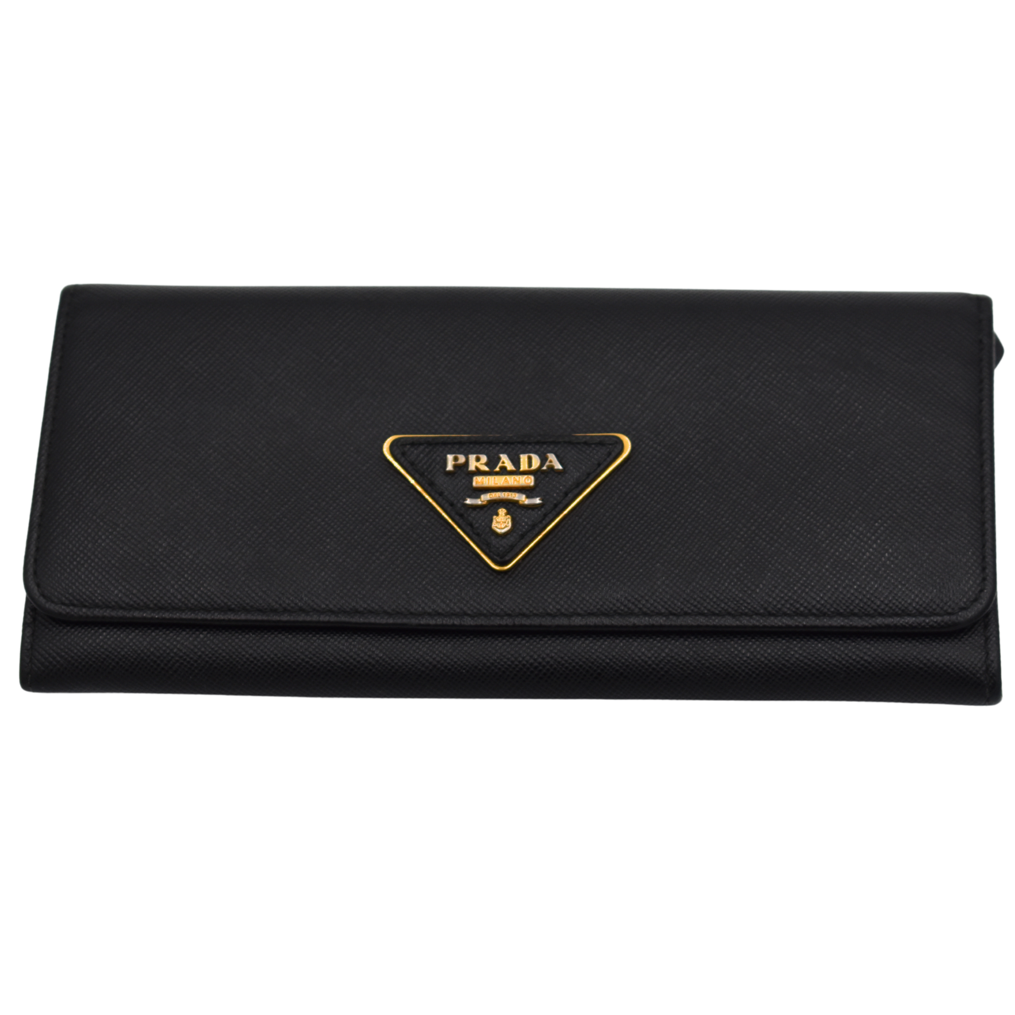 Large Black Saffiano Fold Over Wallet