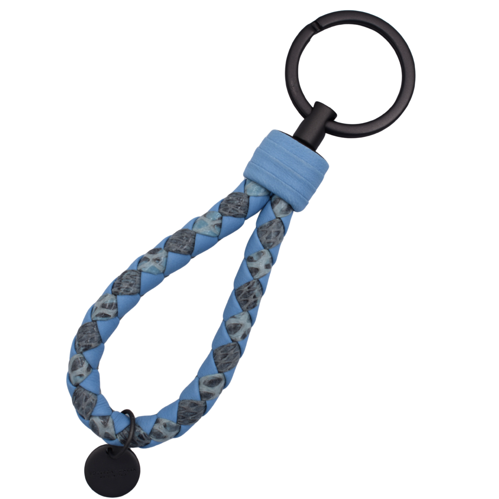 Leather Key Ring Blue and Python