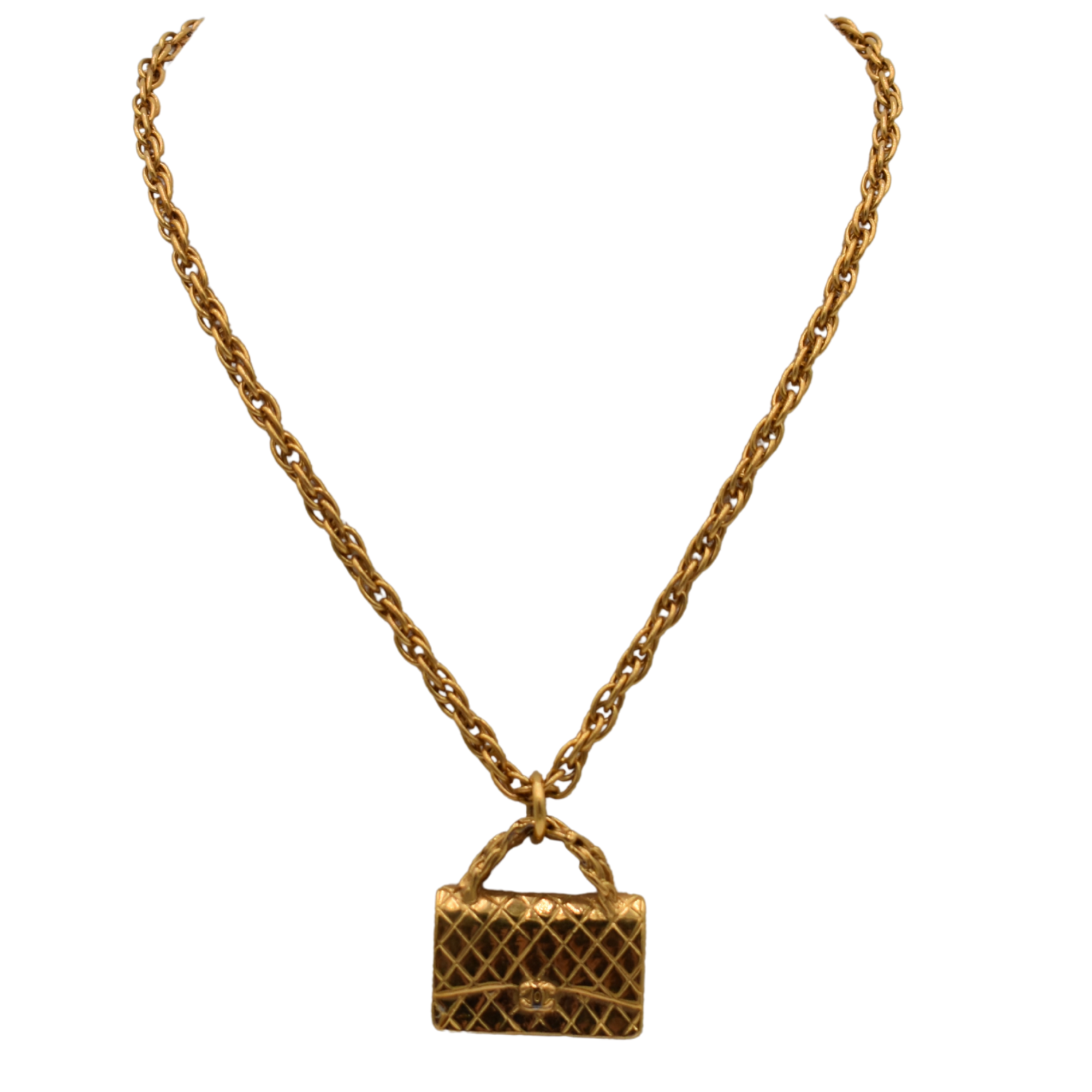 Matelasse Bag Motif Gold Plated Necklace