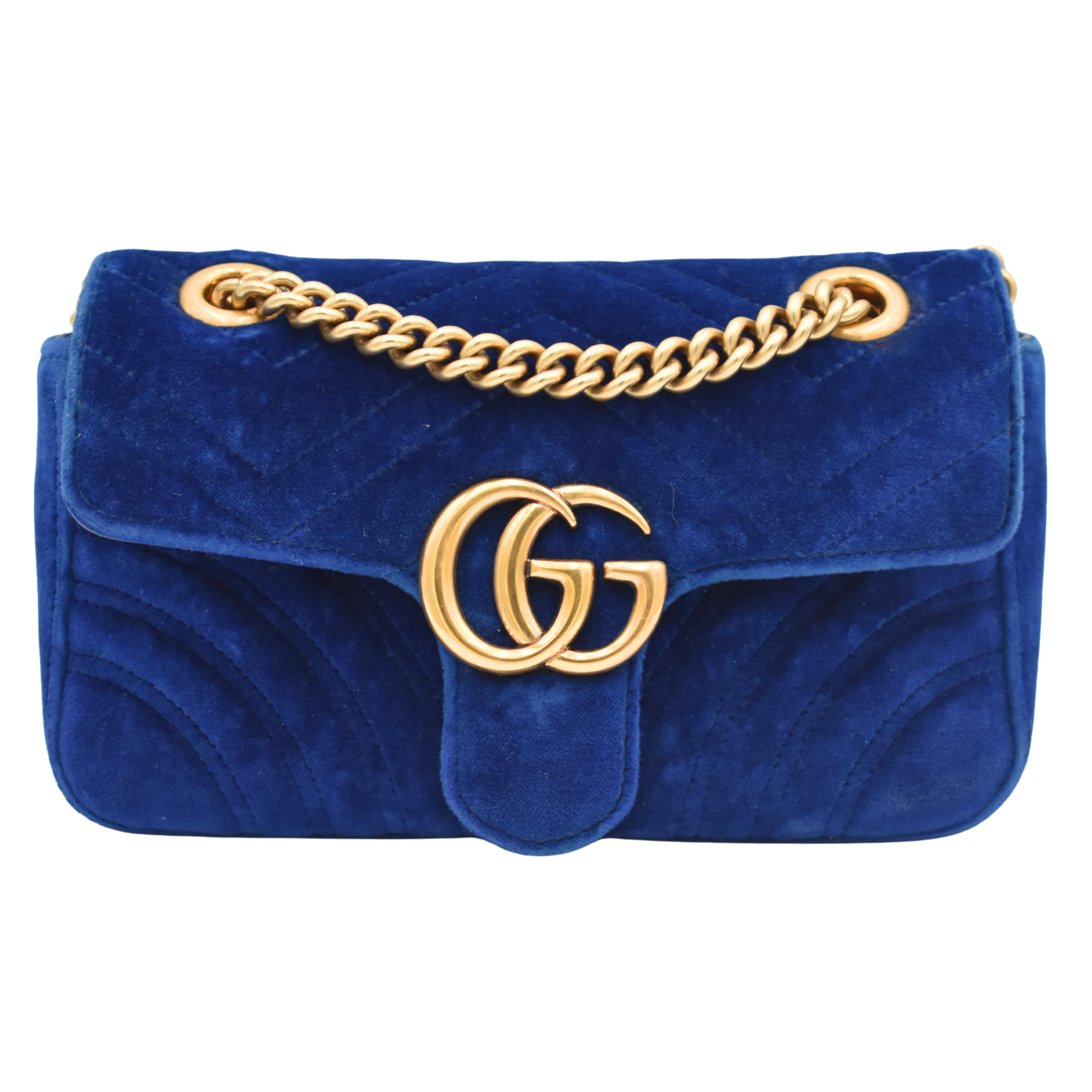 Blue Velvet Small Marmont Bag