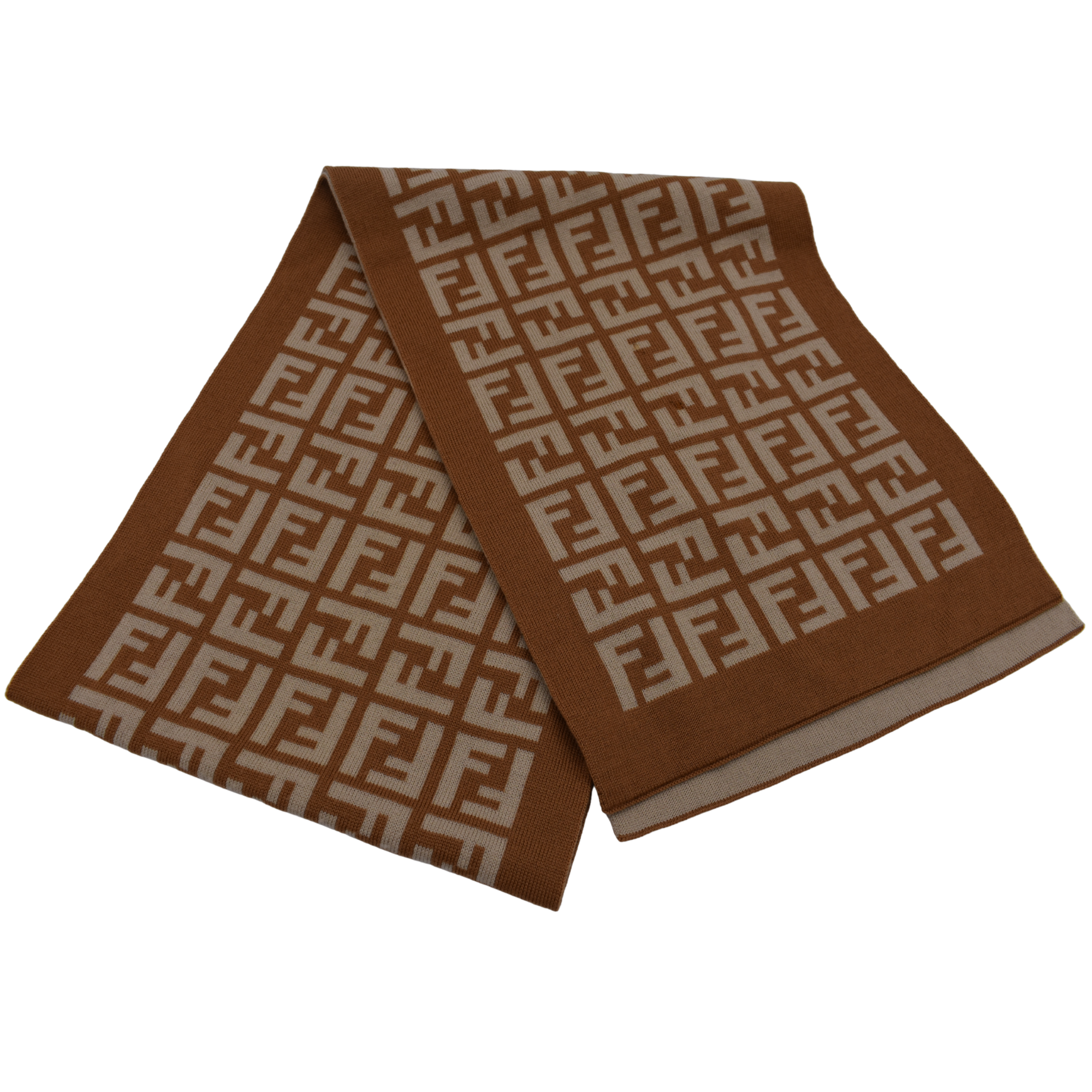 Beige FF Logo Wool Scarf