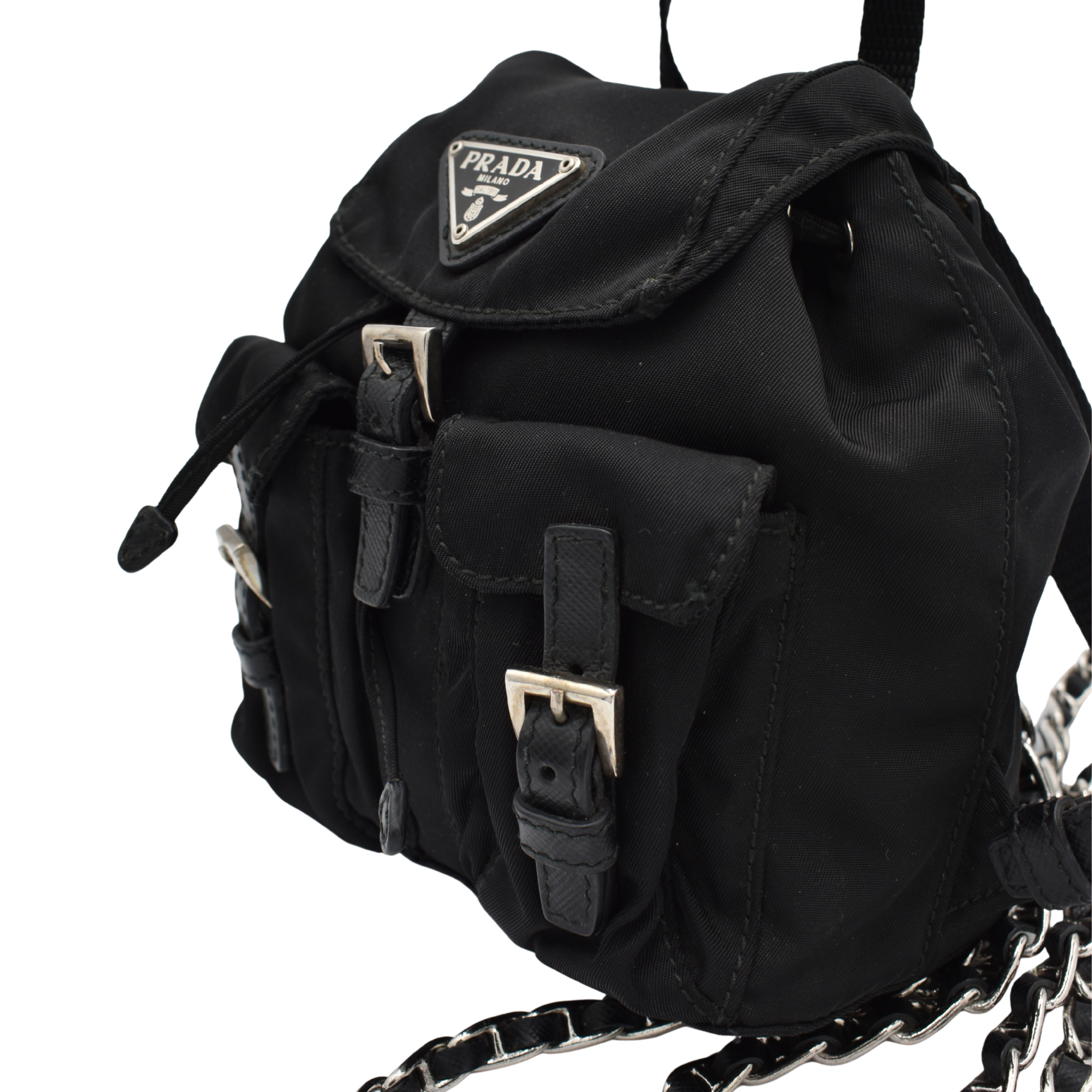 Black Nylon Mini Crossbody Backpack