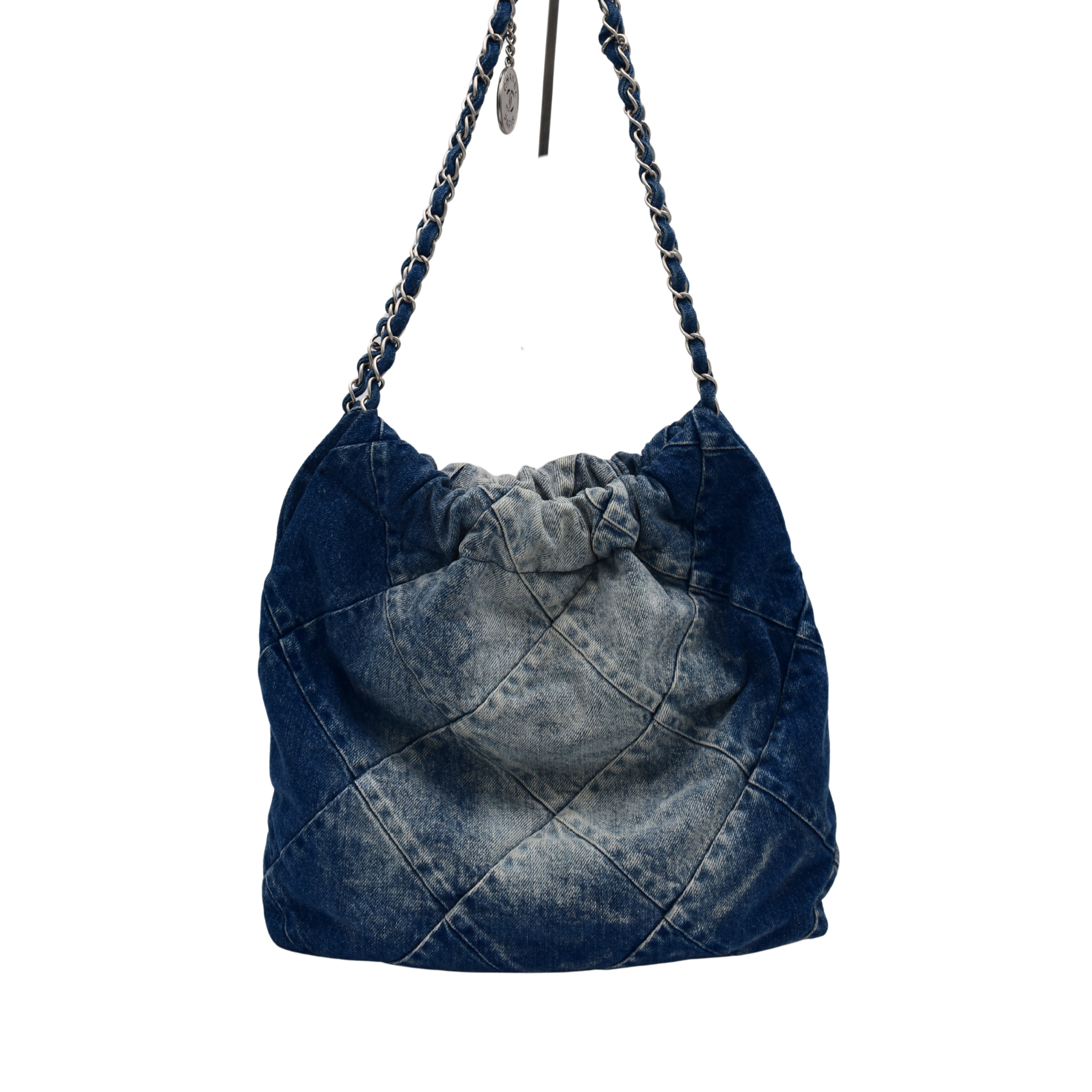 22 Quilted Chain Denim Hobo Small