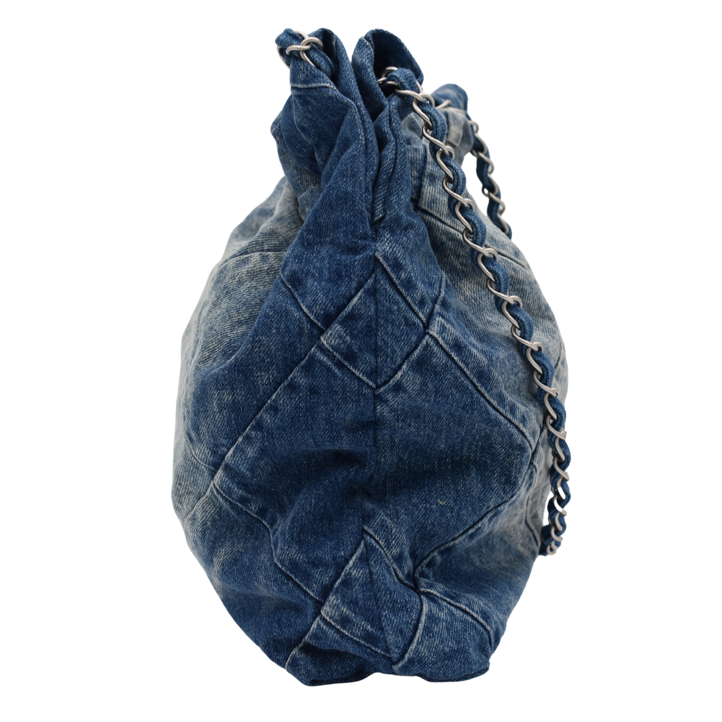 22 Quilted Chain Denim Hobo Small