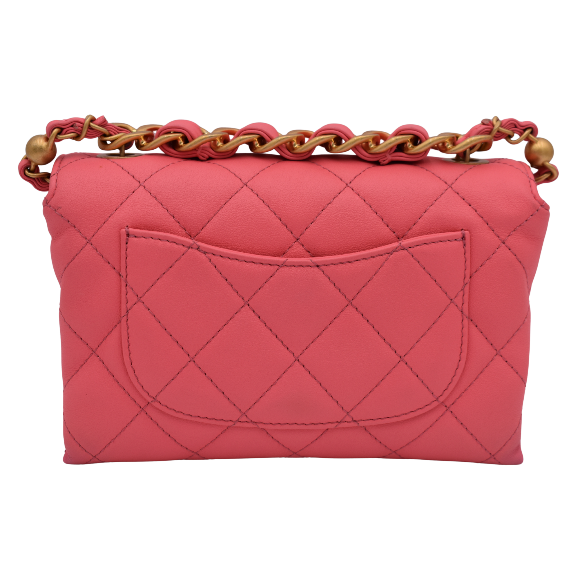 Pink Quilted Calfskin Mini Flap