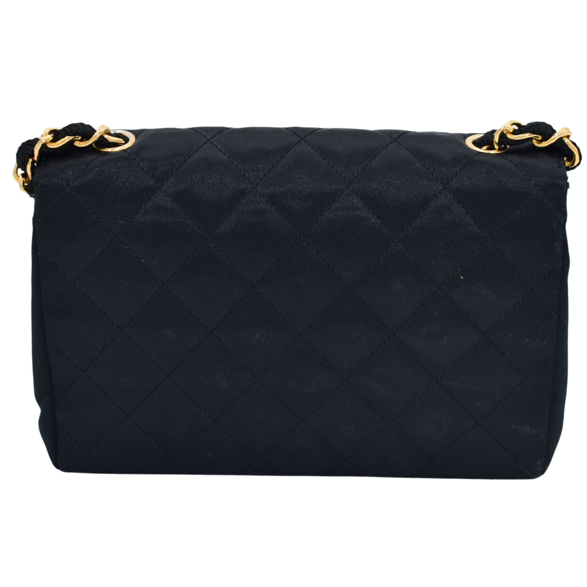 Black Quilted Satin Bag