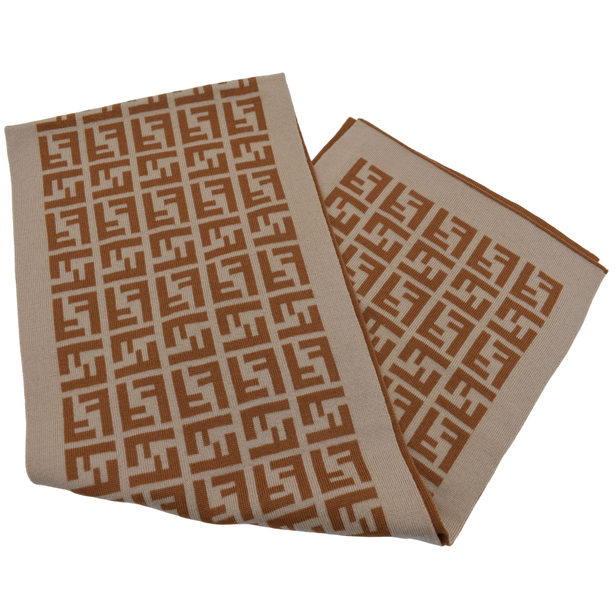 Beige FF Logo Wool Scarf