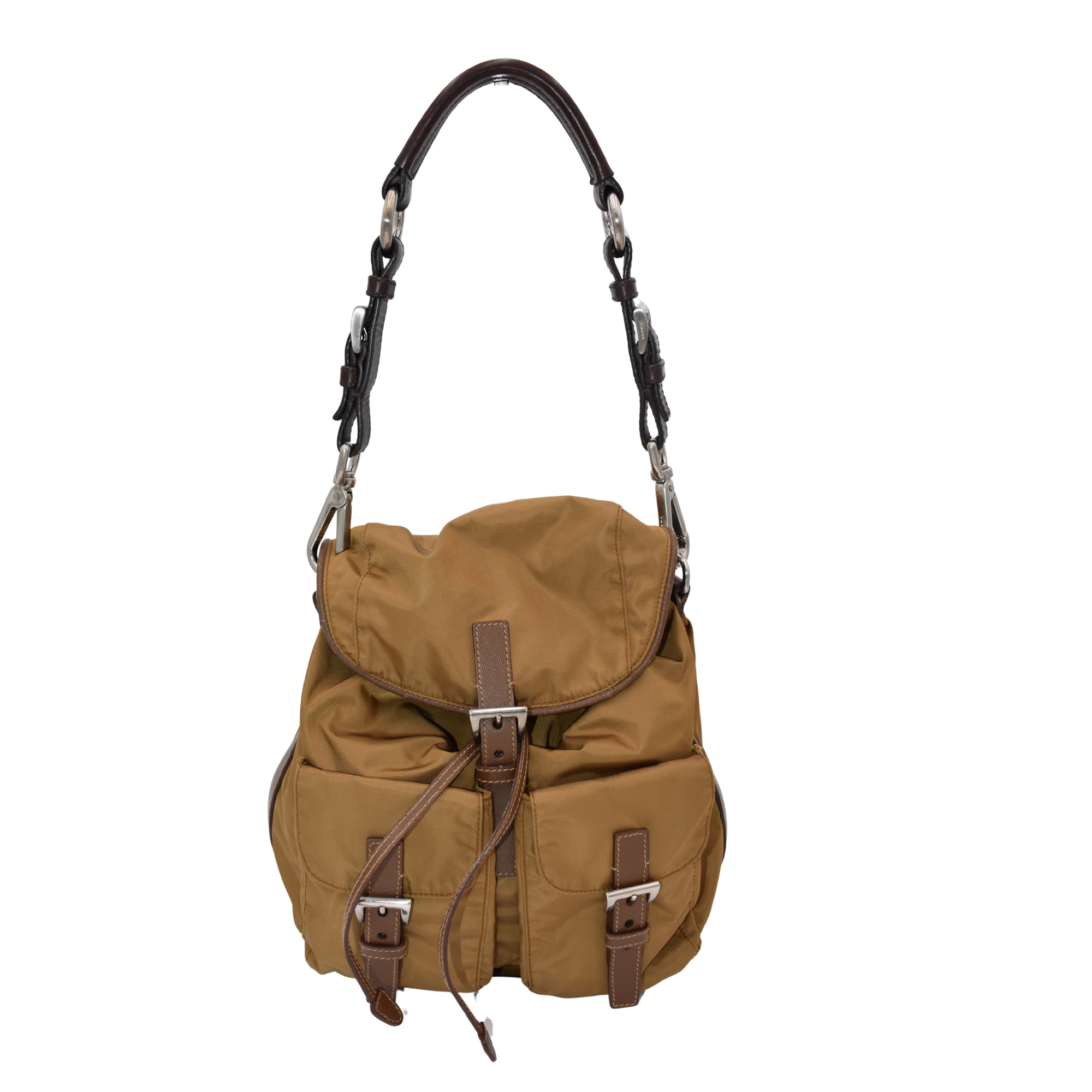 Nylon Brown Backpack
