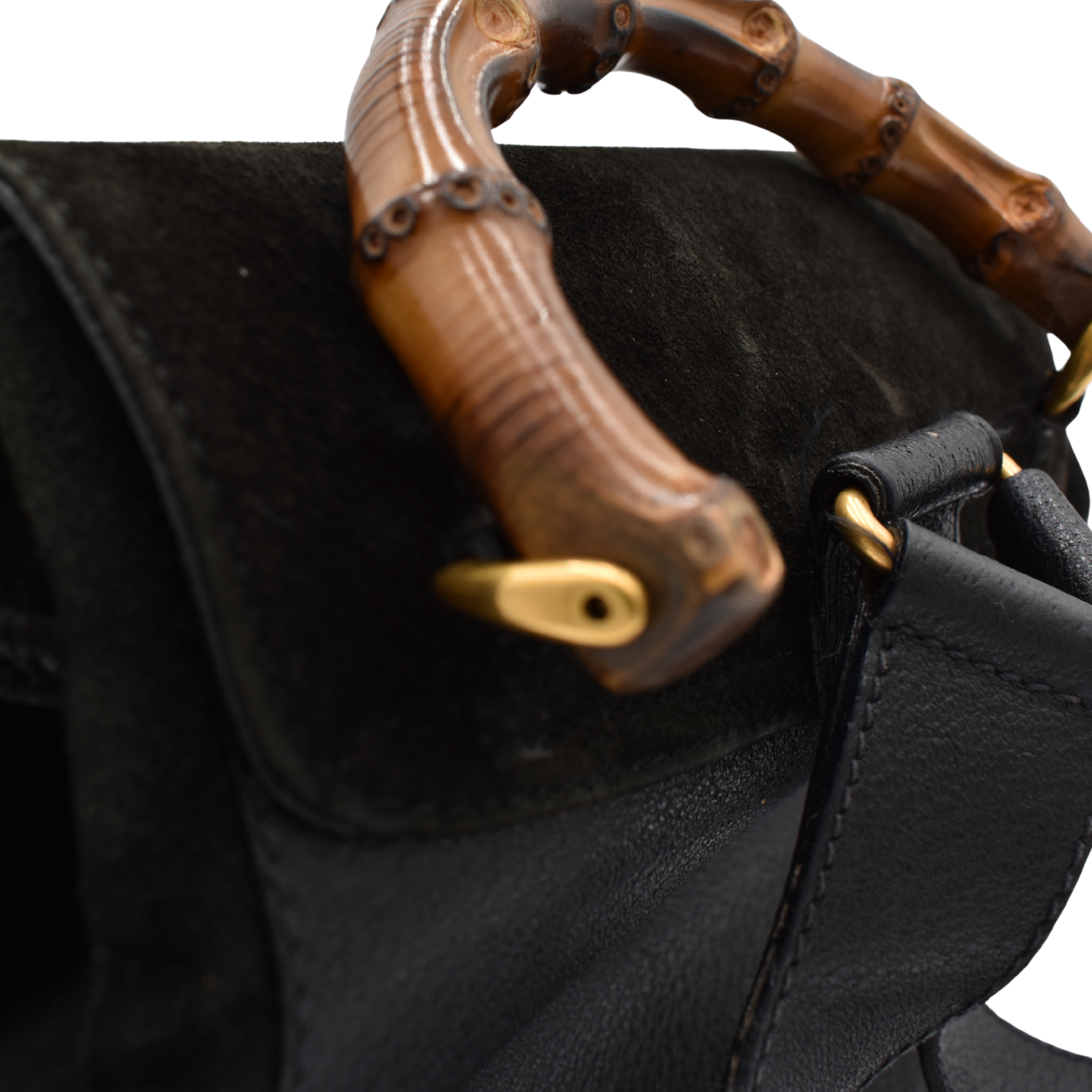 Bamboo Black Suede Backpack