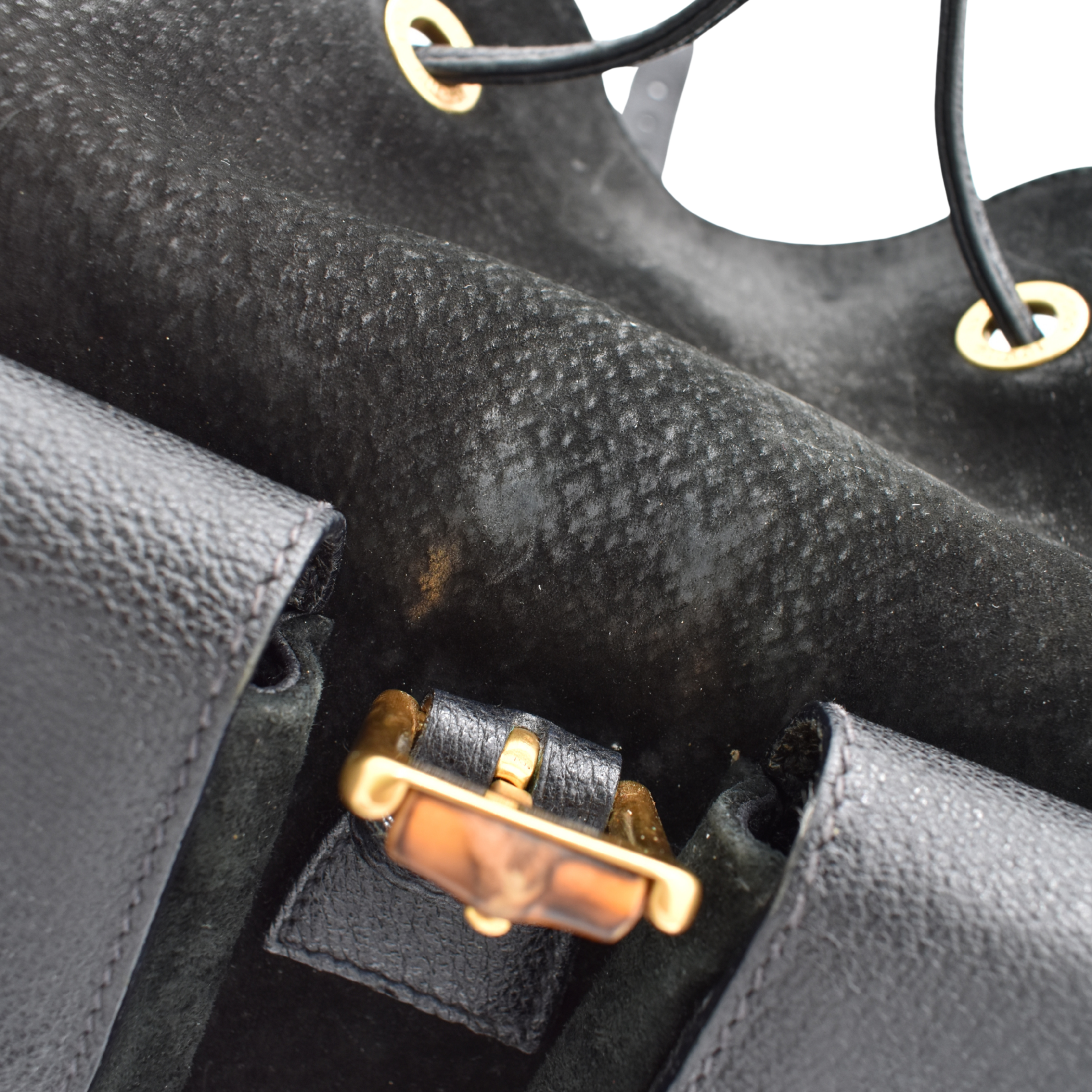 Bamboo Black Suede Backpack