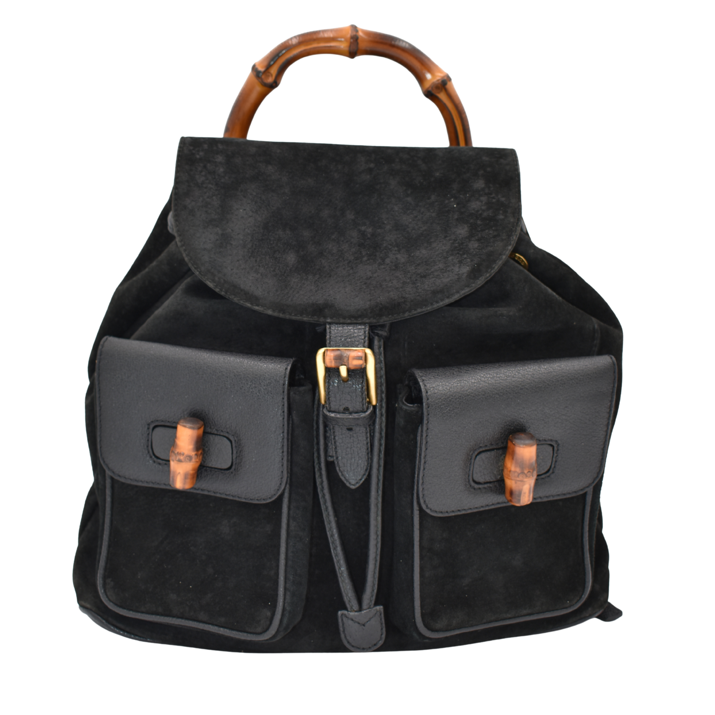 Bamboo Black Suede Backpack