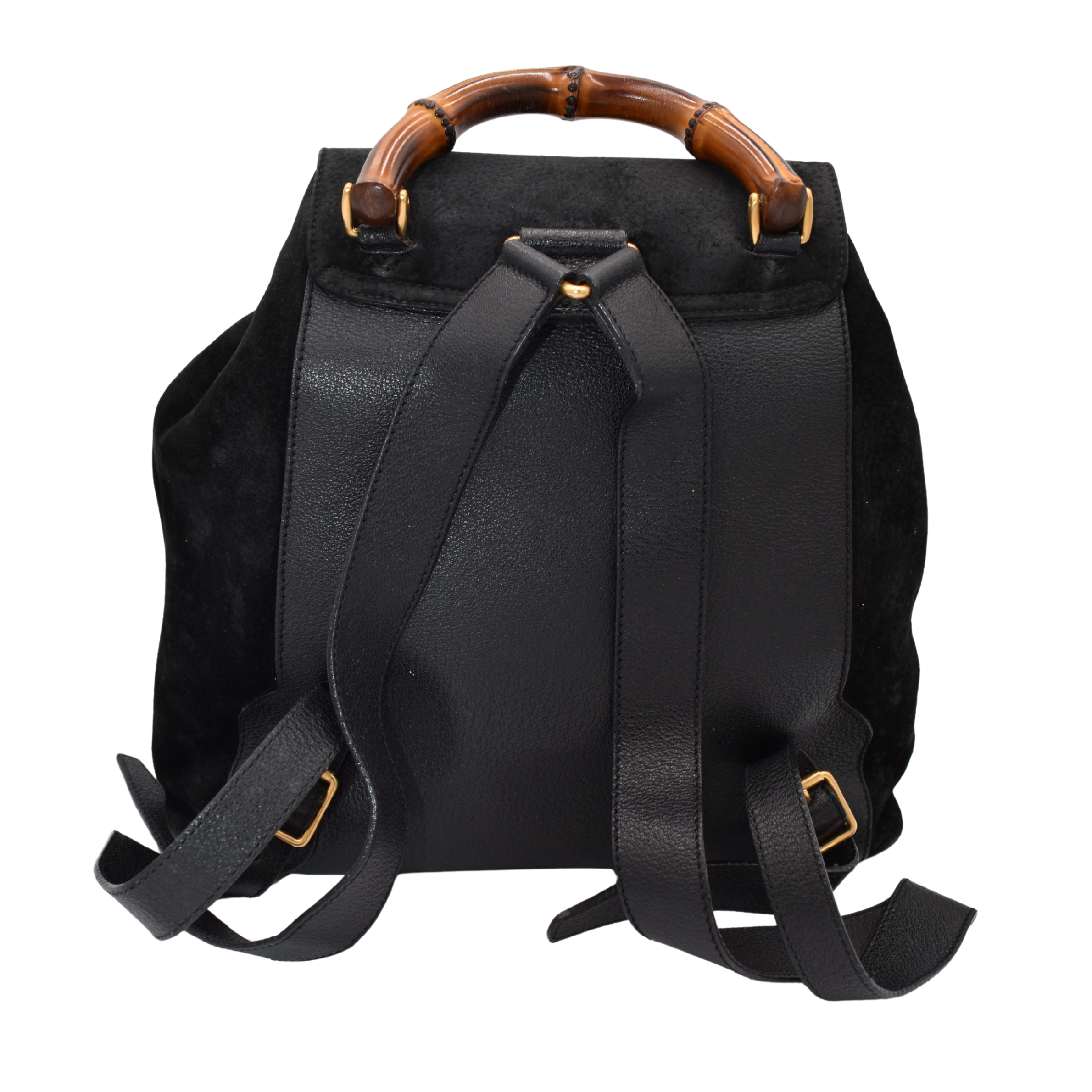 Bamboo Black Suede Backpack
