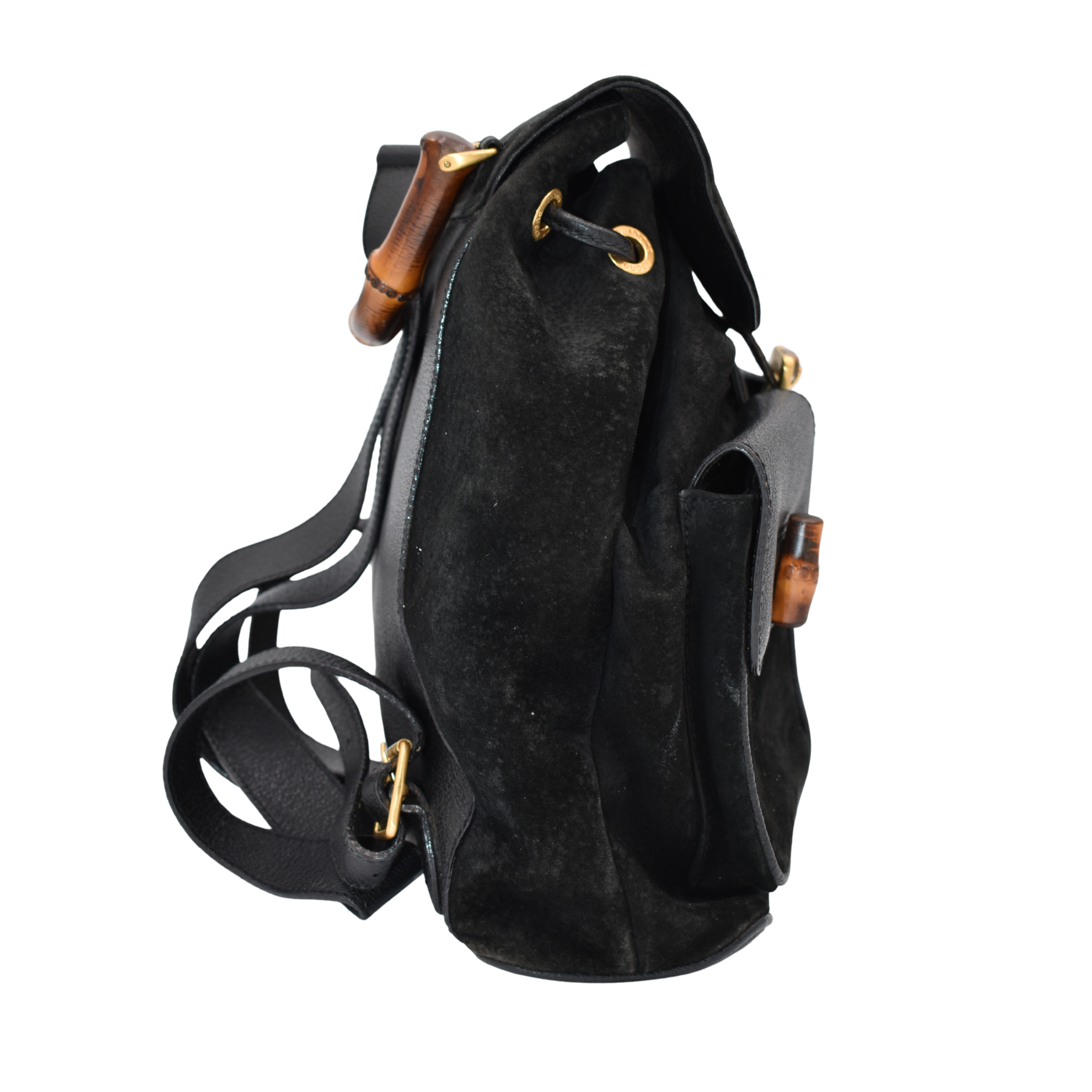 Bamboo Black Suede Backpack