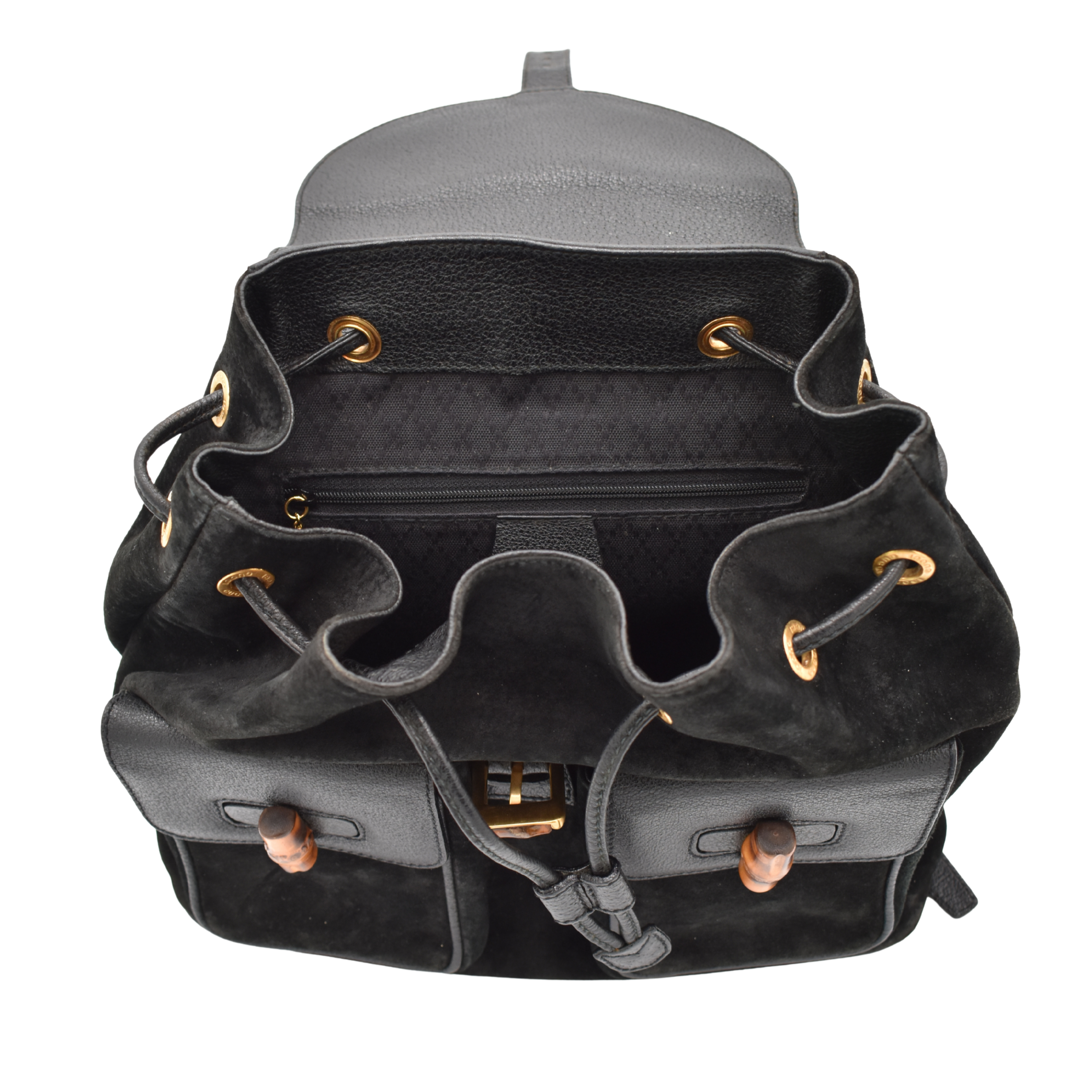 Bamboo Black Suede Backpack