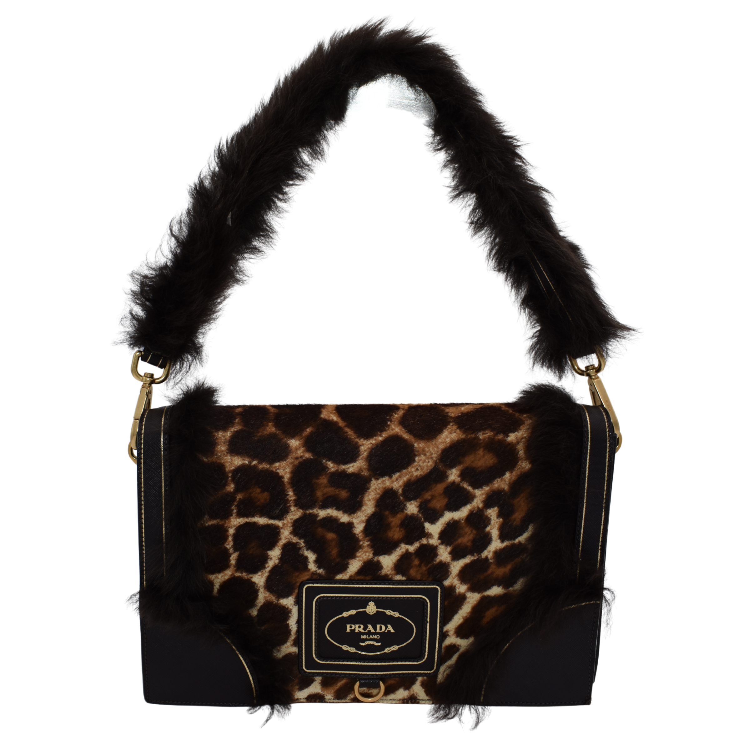 Calf Hair Leopard Print Shoulder Bag