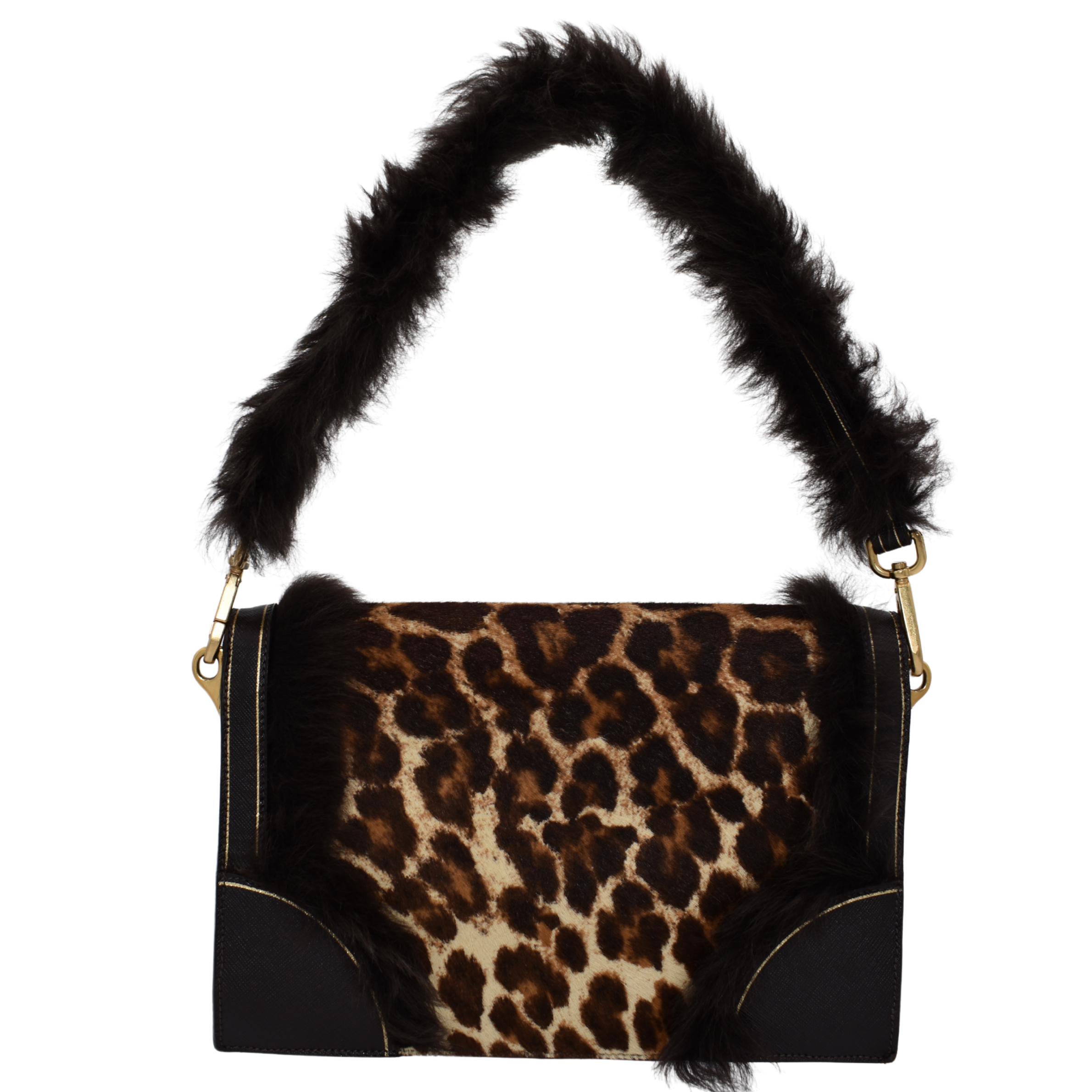 Calf Hair Leopard Print Shoulder Bag