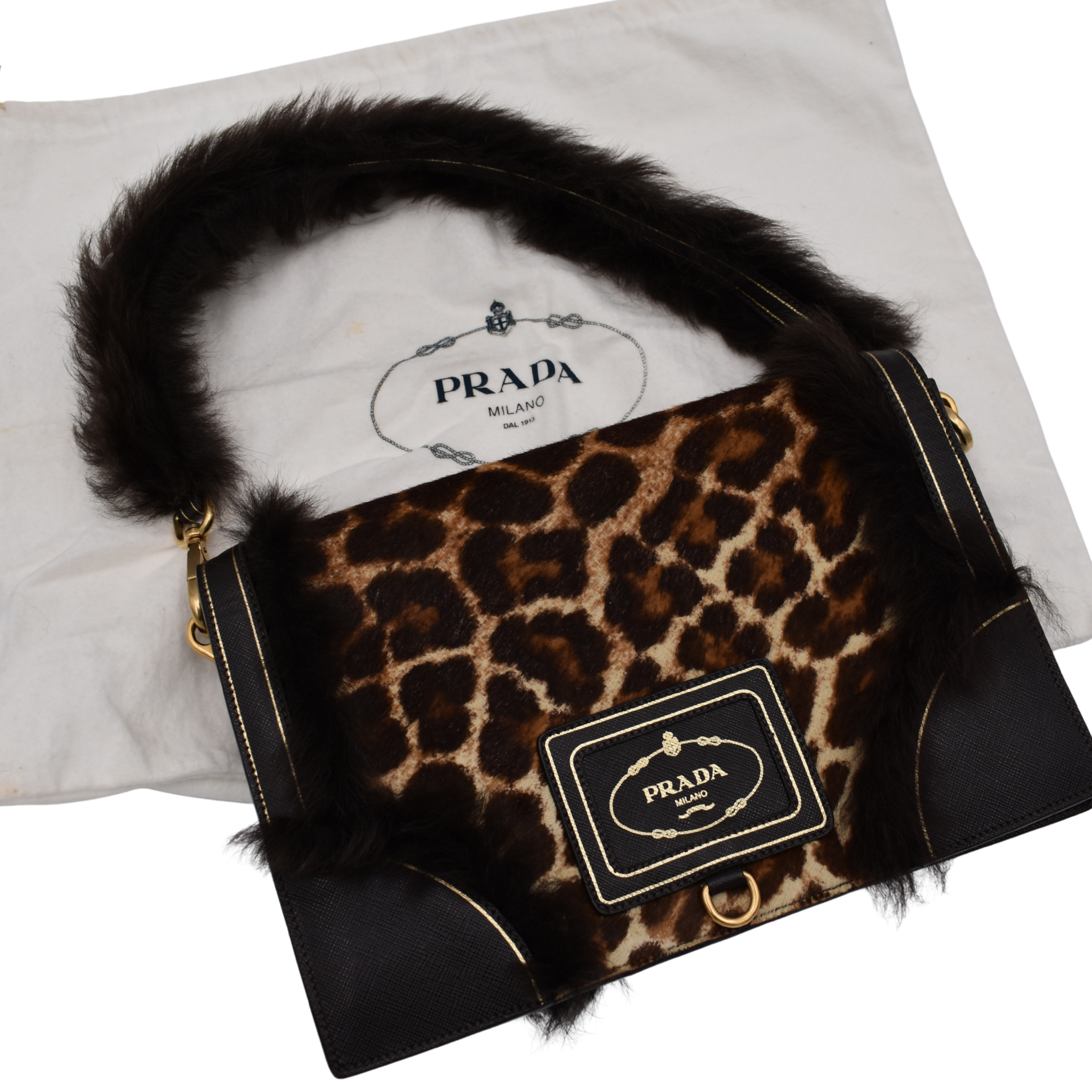 Calf Hair Leopard Print Shoulder Bag