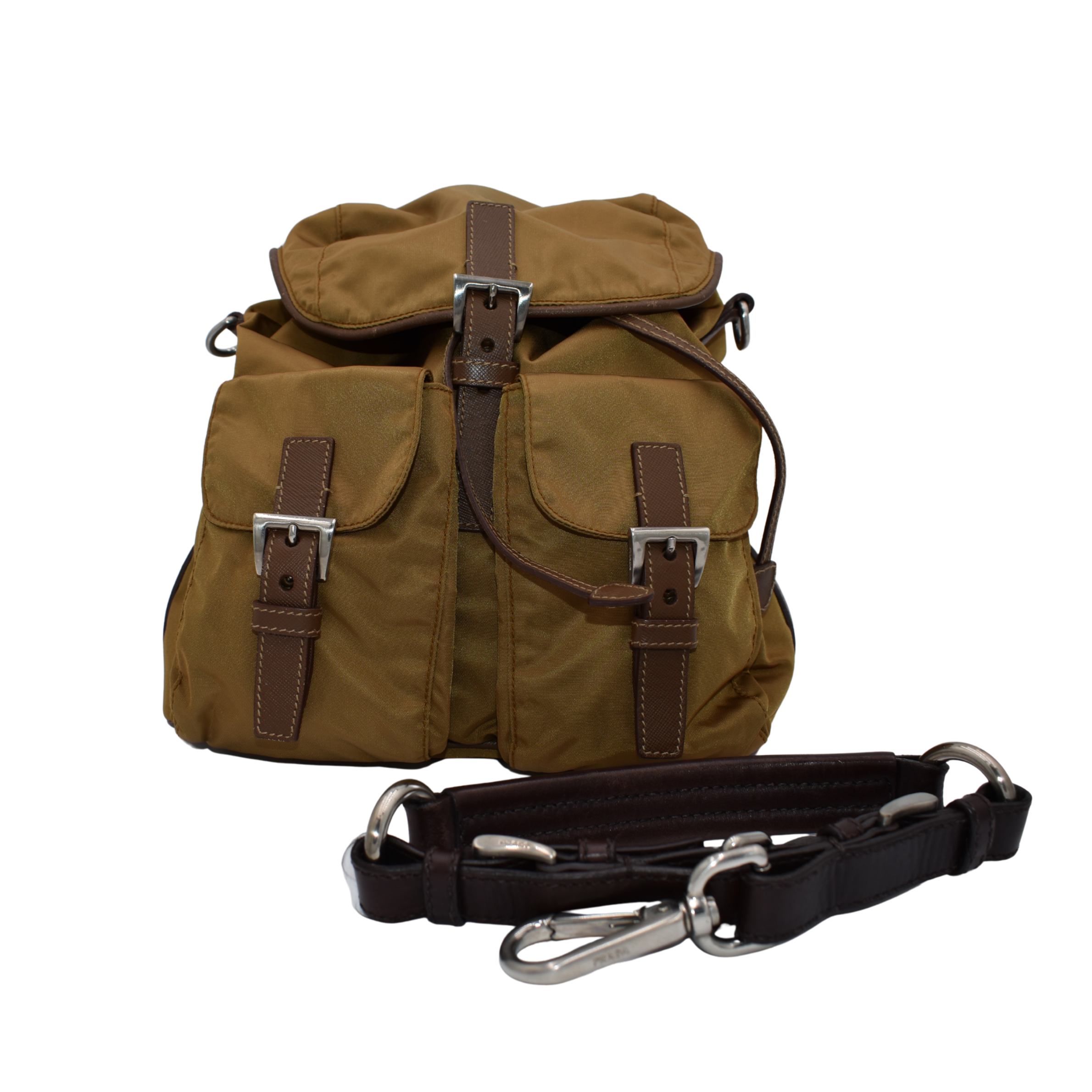 Nylon Brown Backpack