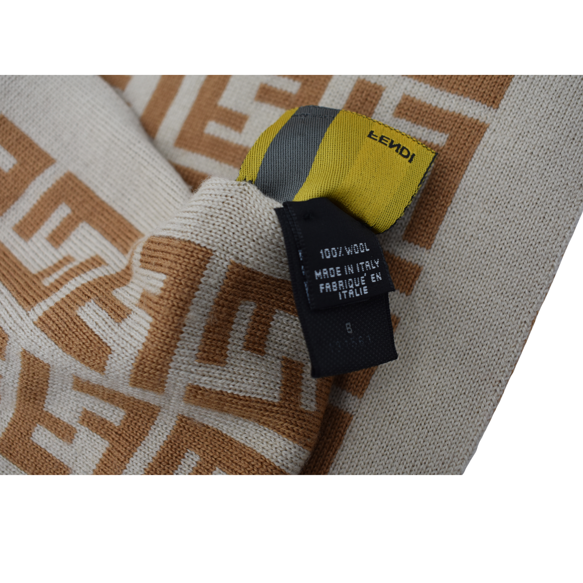 Beige FF Logo Wool Scarf