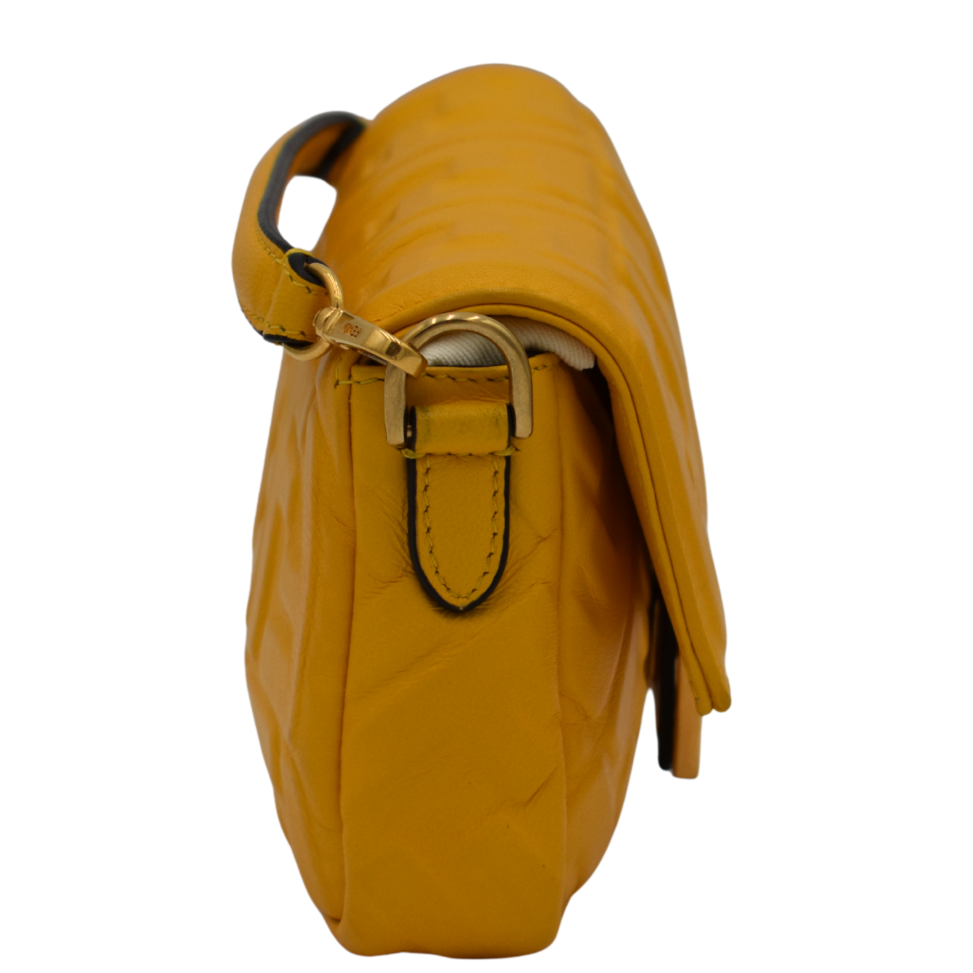 Mini Baguette Yellow FF Embossed Nappa Leather