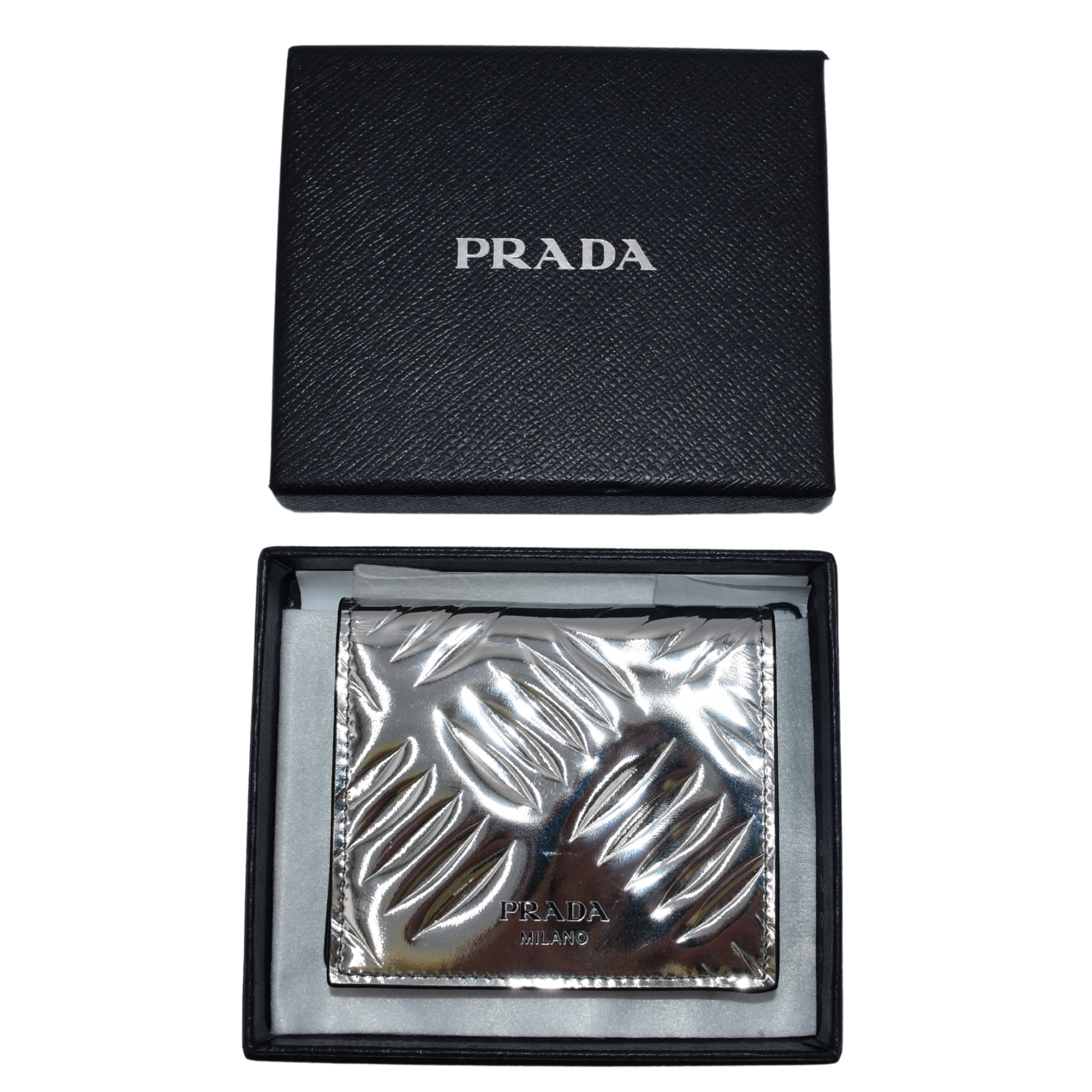 Spazzolato Bifold Metallic Silver Wallet