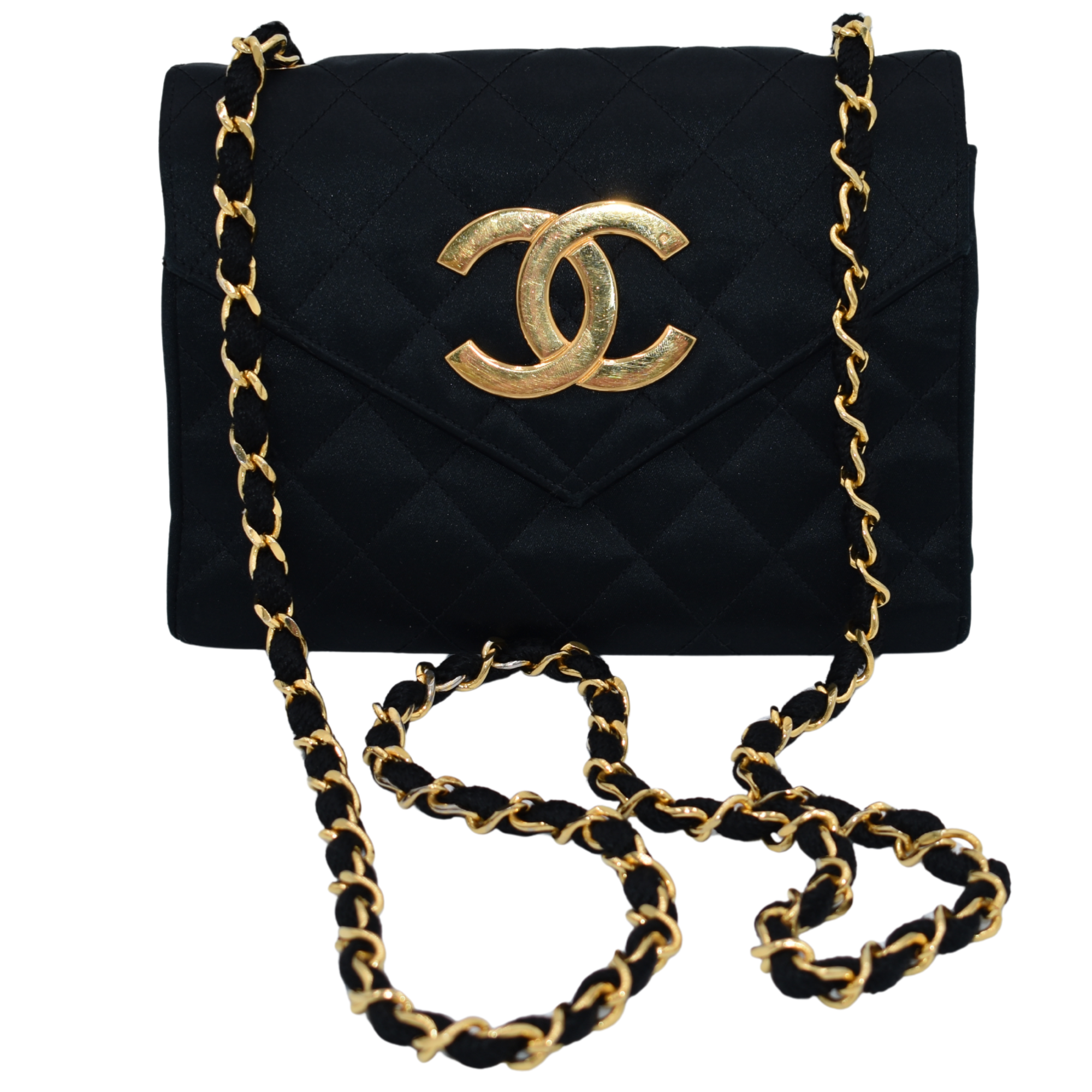 Black Quilted Satin Bag