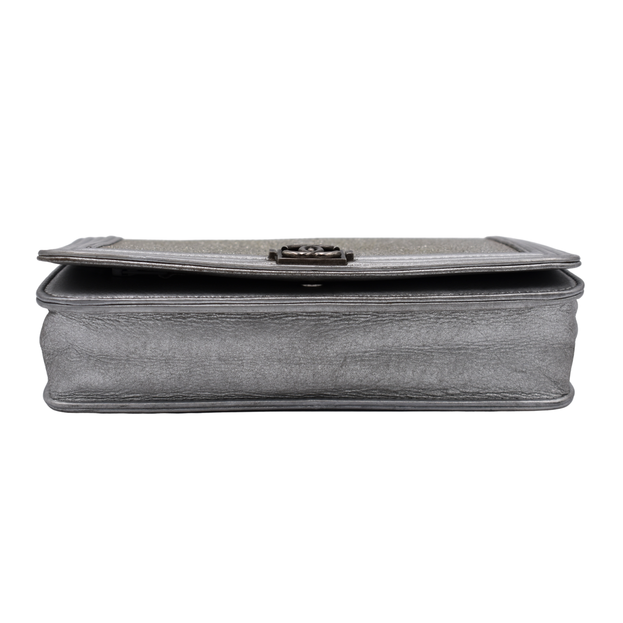 Metallic Silver Stingray Boy Wallet on Chain