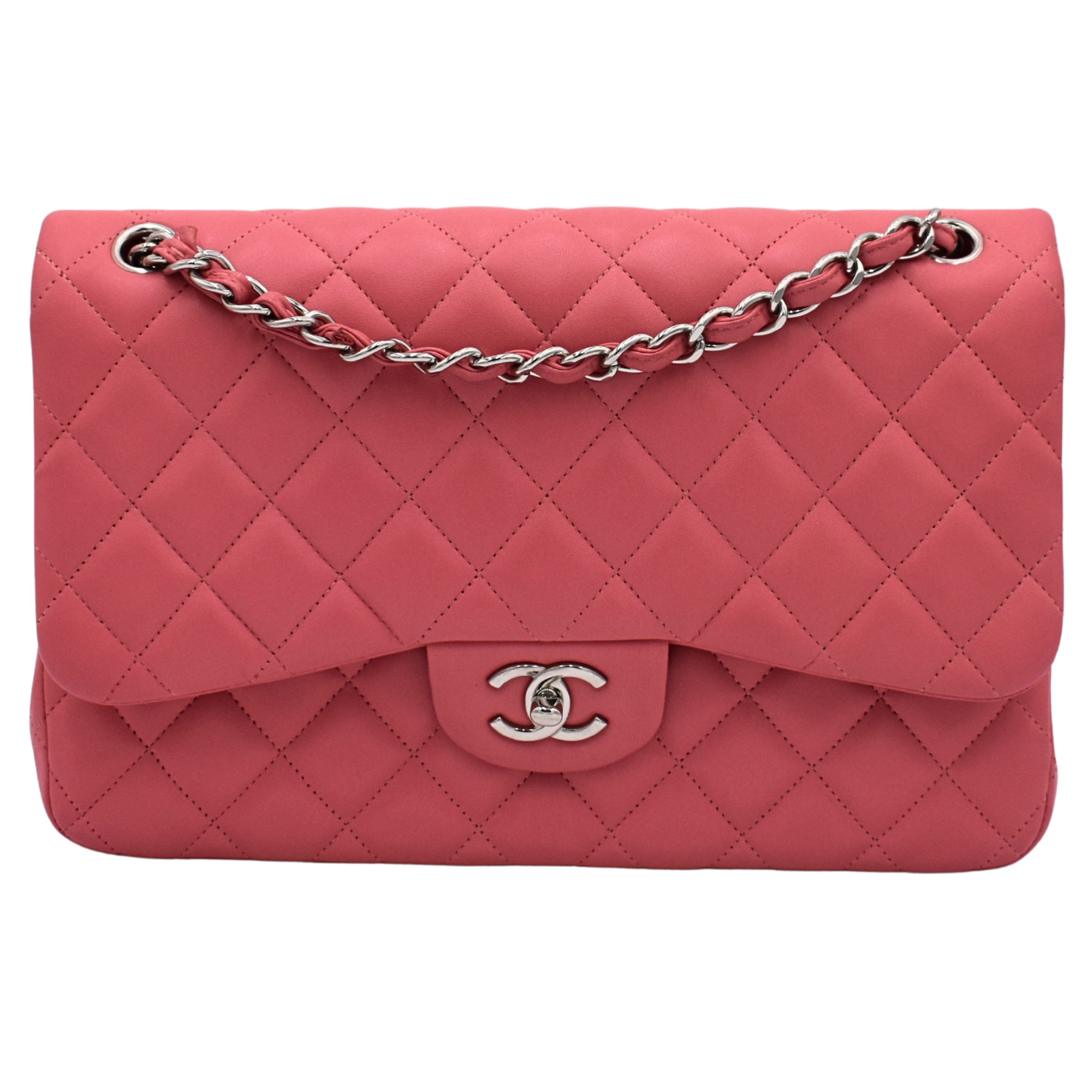 Jumbo Lambskin Pink Double Flap