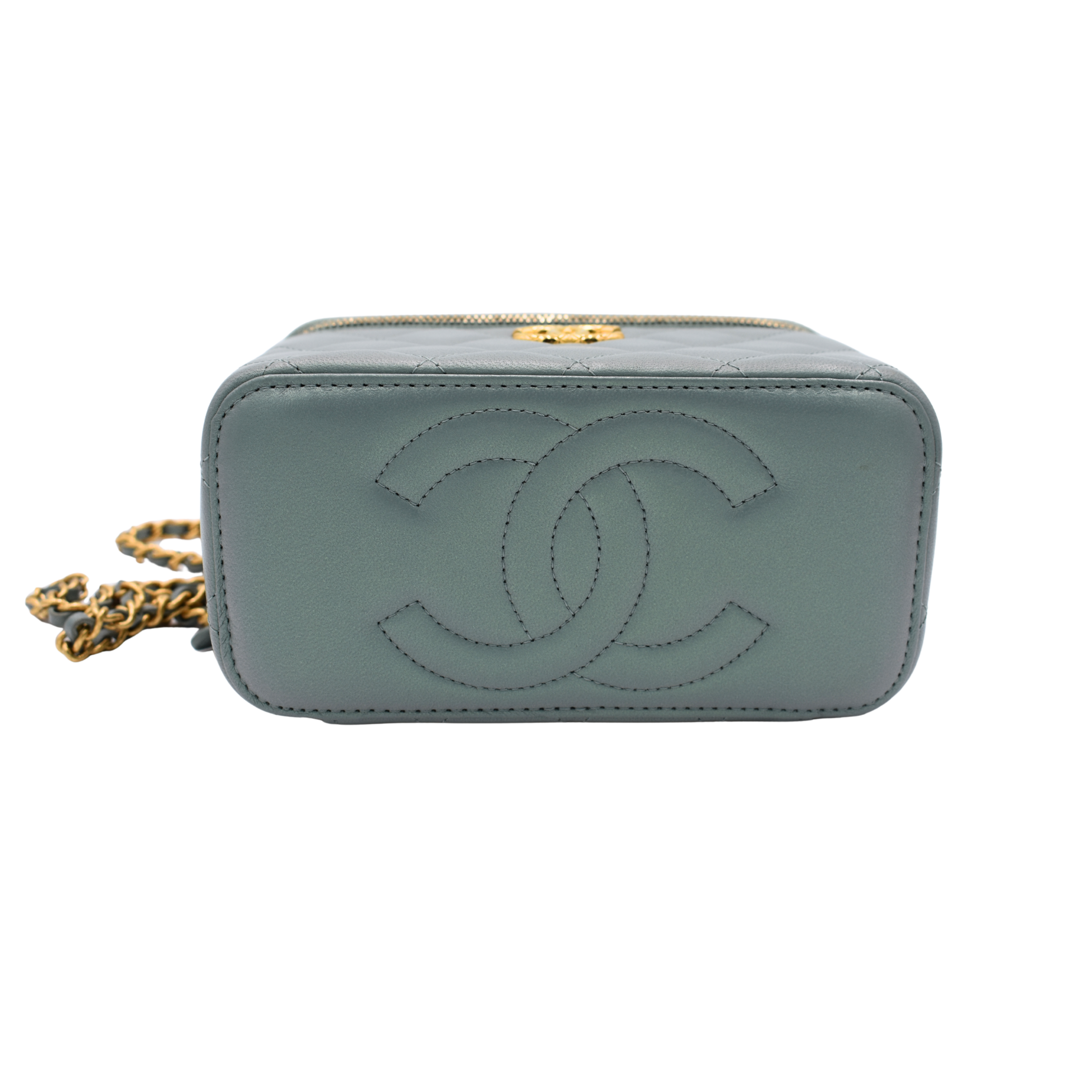Teal Iridescent Lambskin Vanity Bag