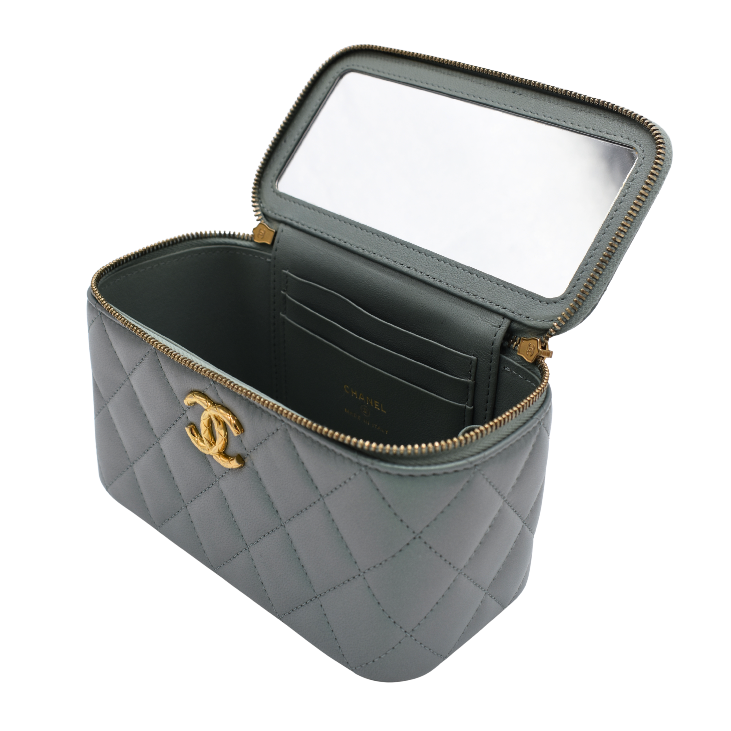 Teal Iridescent Lambskin Vanity Bag