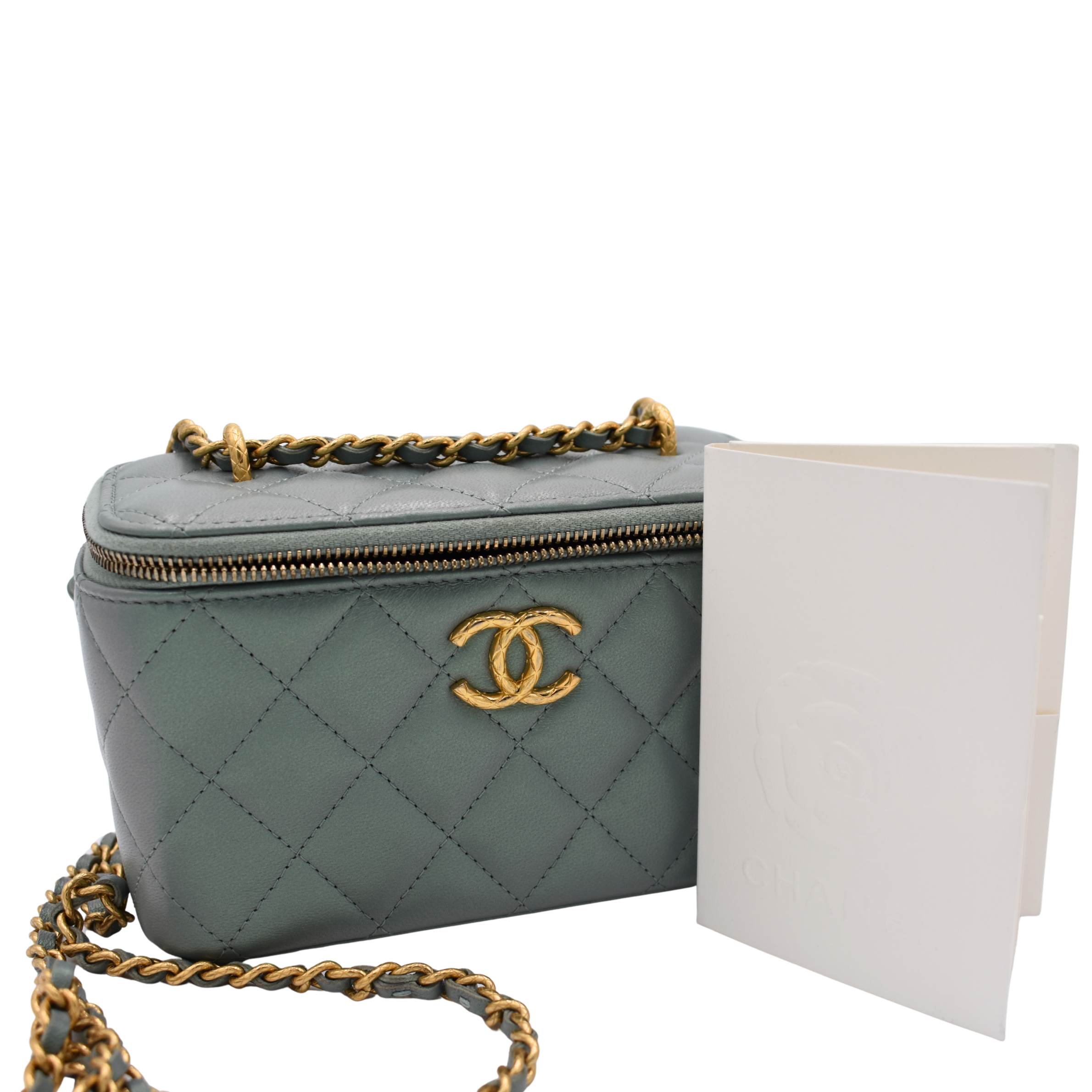 Teal Iridescent Lambskin Vanity Bag