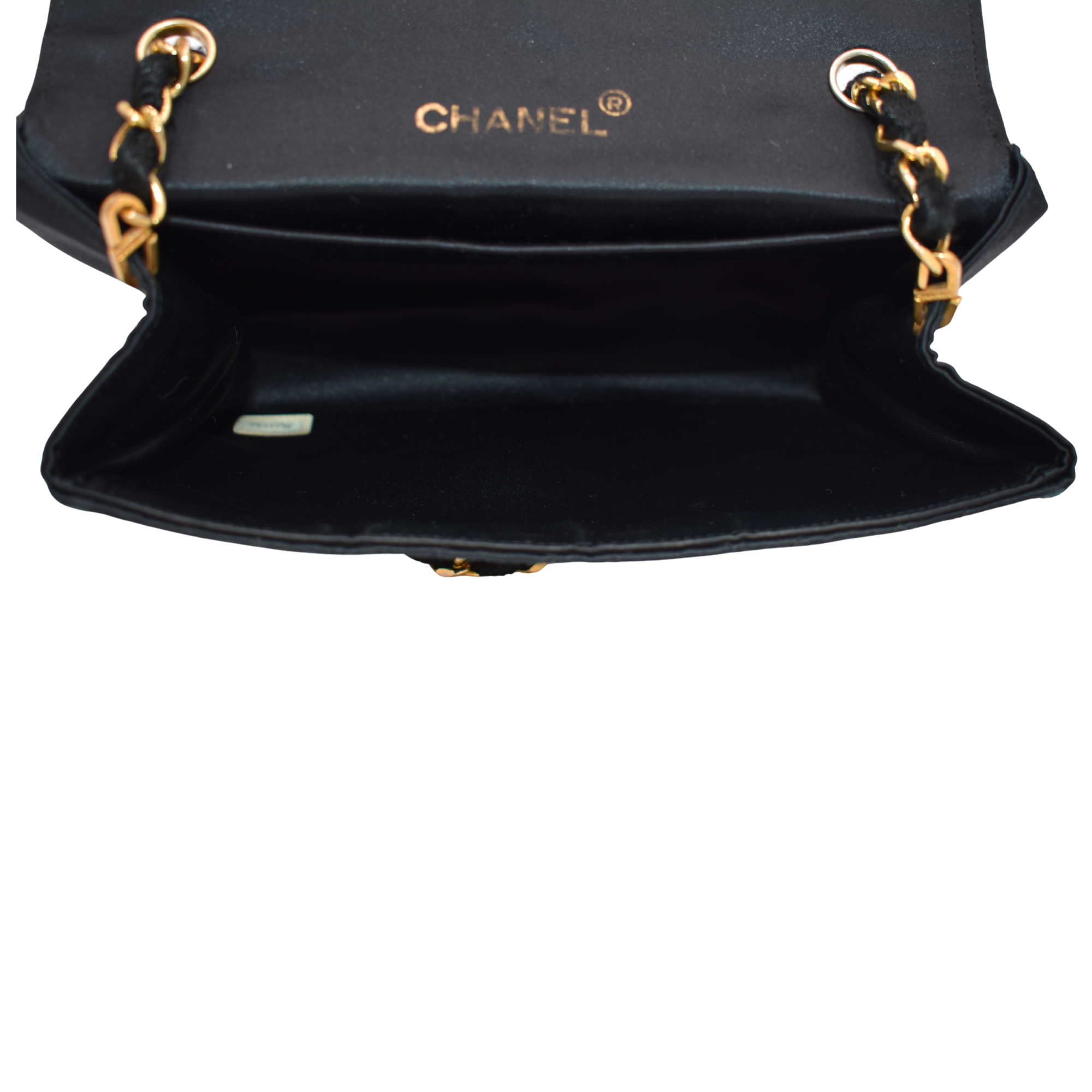 Black Quilted Satin Bag