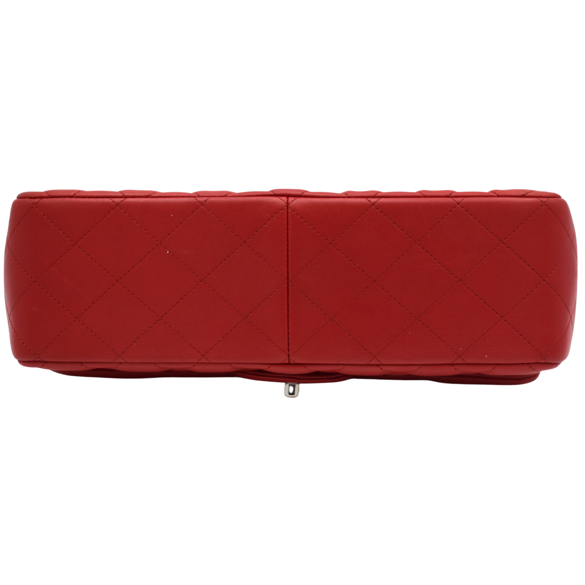 Red Lambskin Jumbo Double Flap