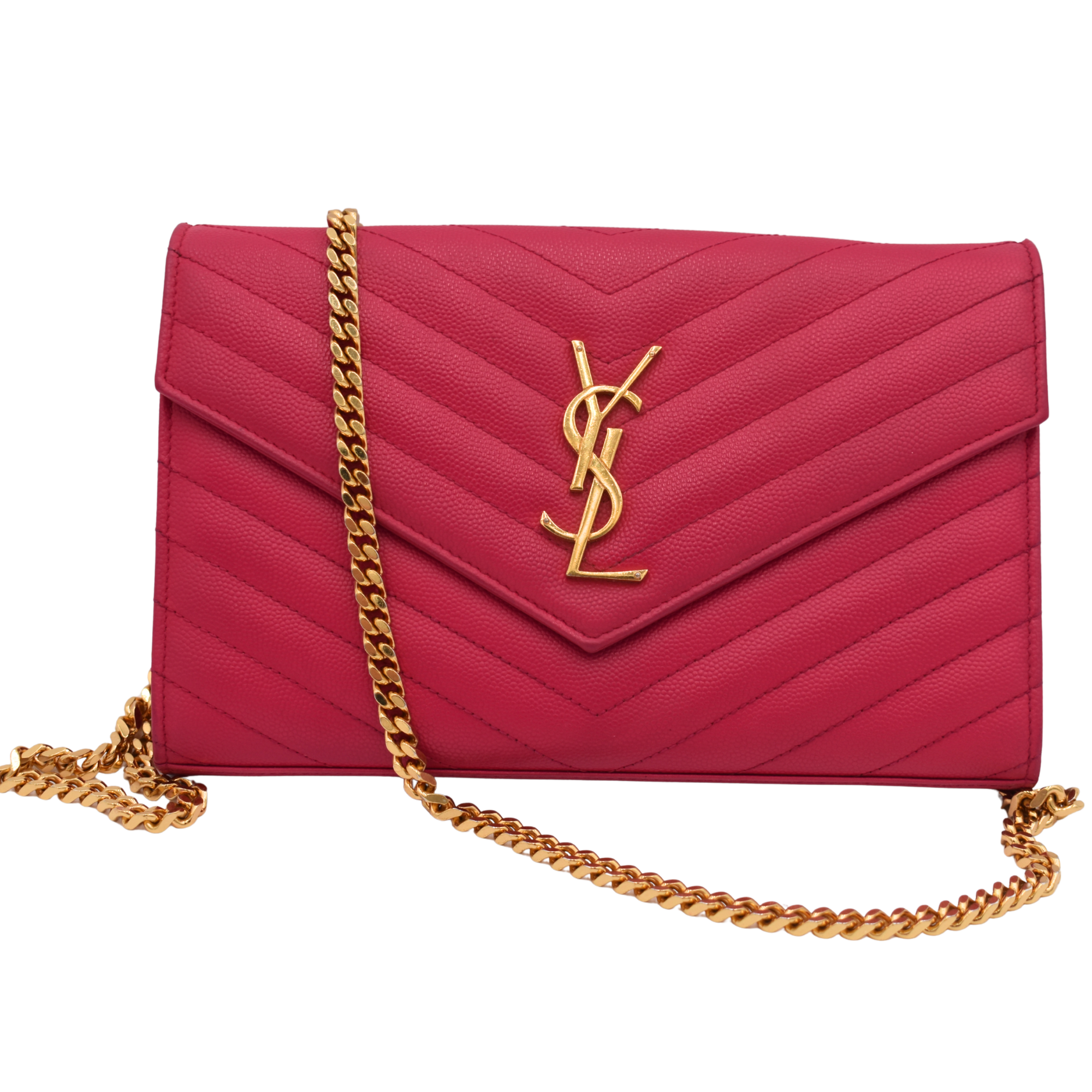 Pink Cassandre Chevron Wallet on Chain
