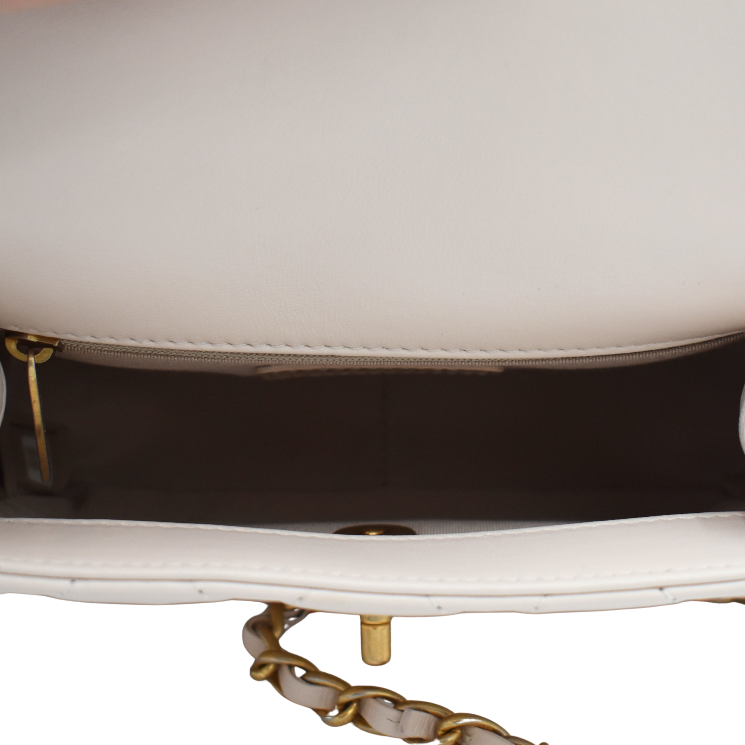 Button on Top Small Lambskin Beige