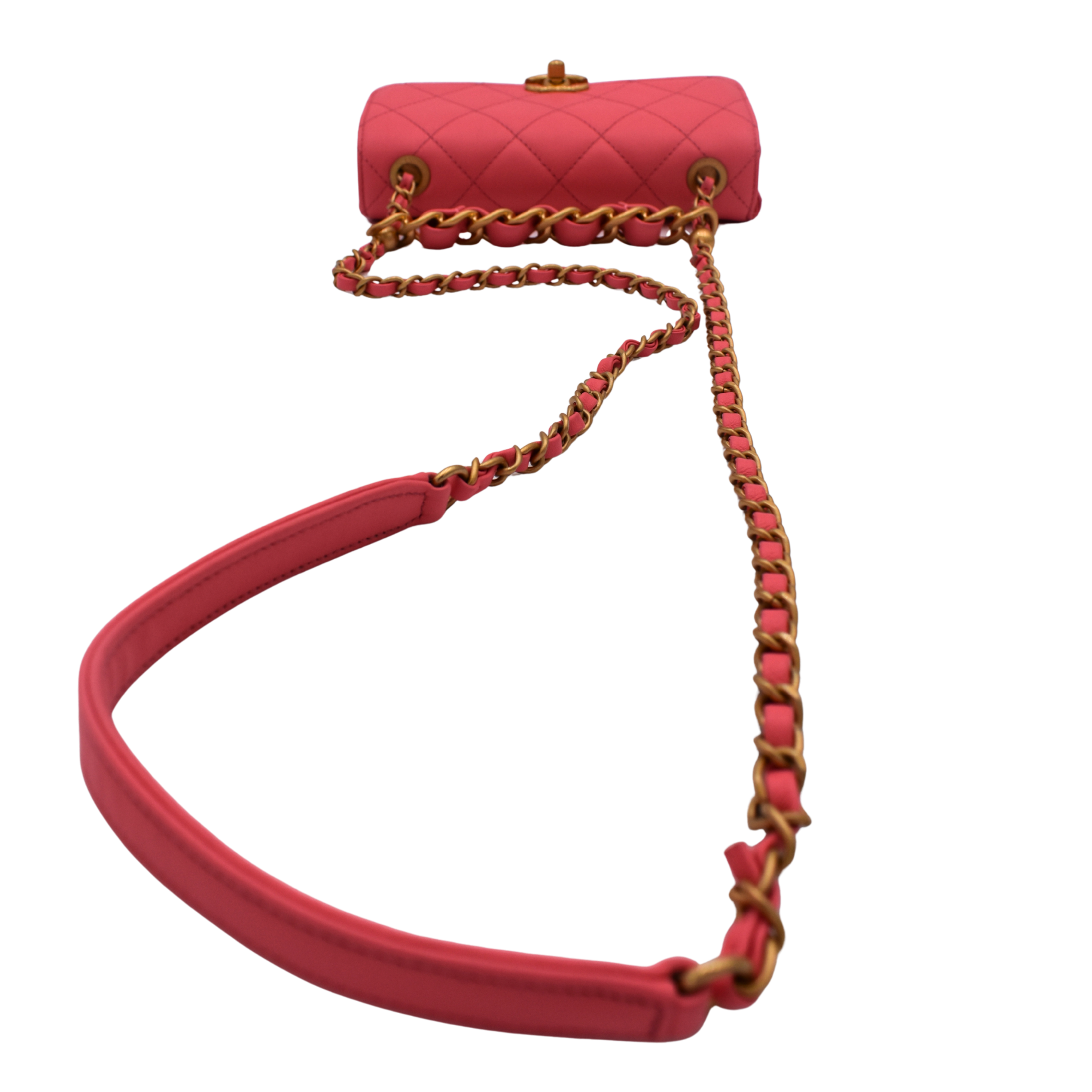 Pink Quilted Calfskin Mini Flap