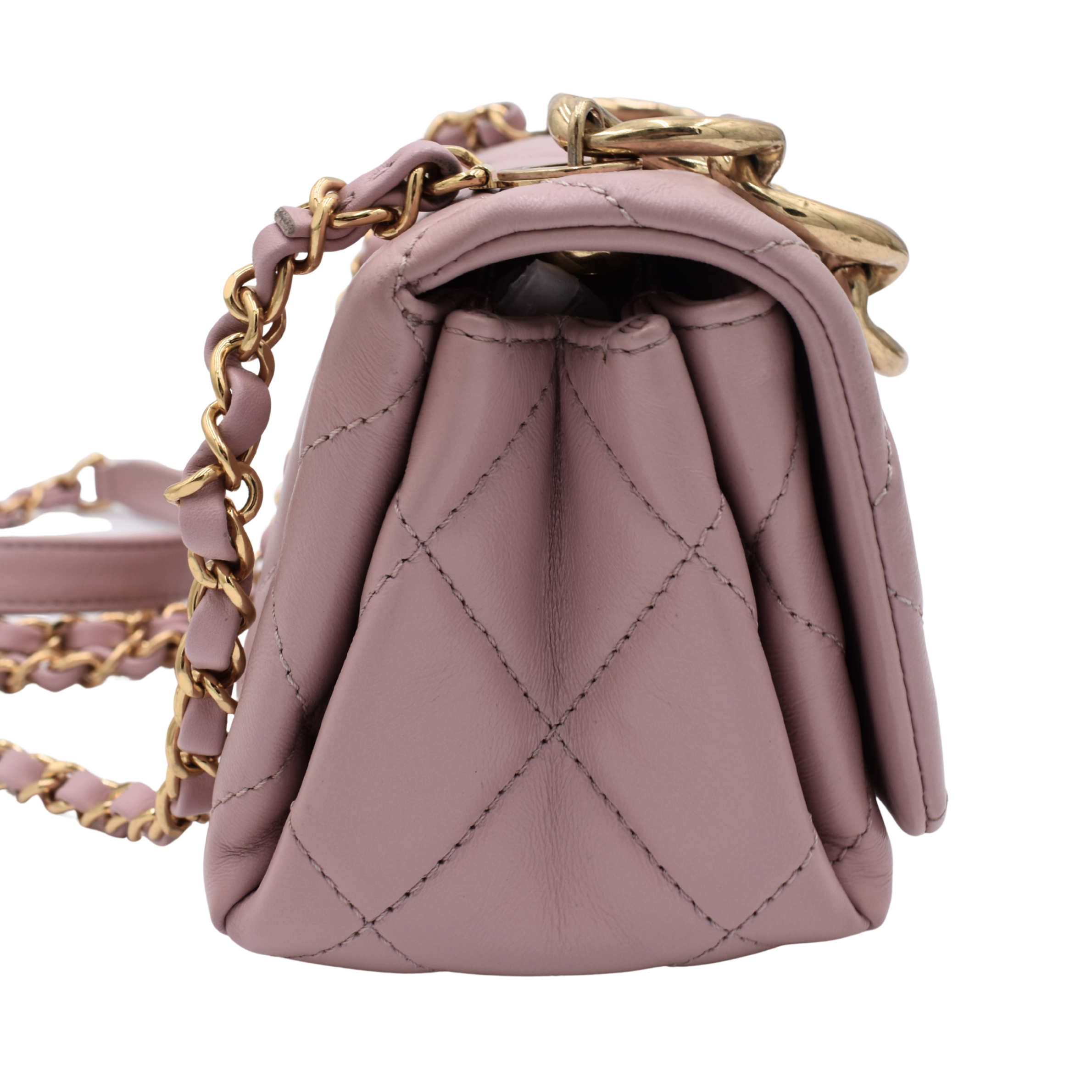 Pink Quilted Lambskin Mini Flap