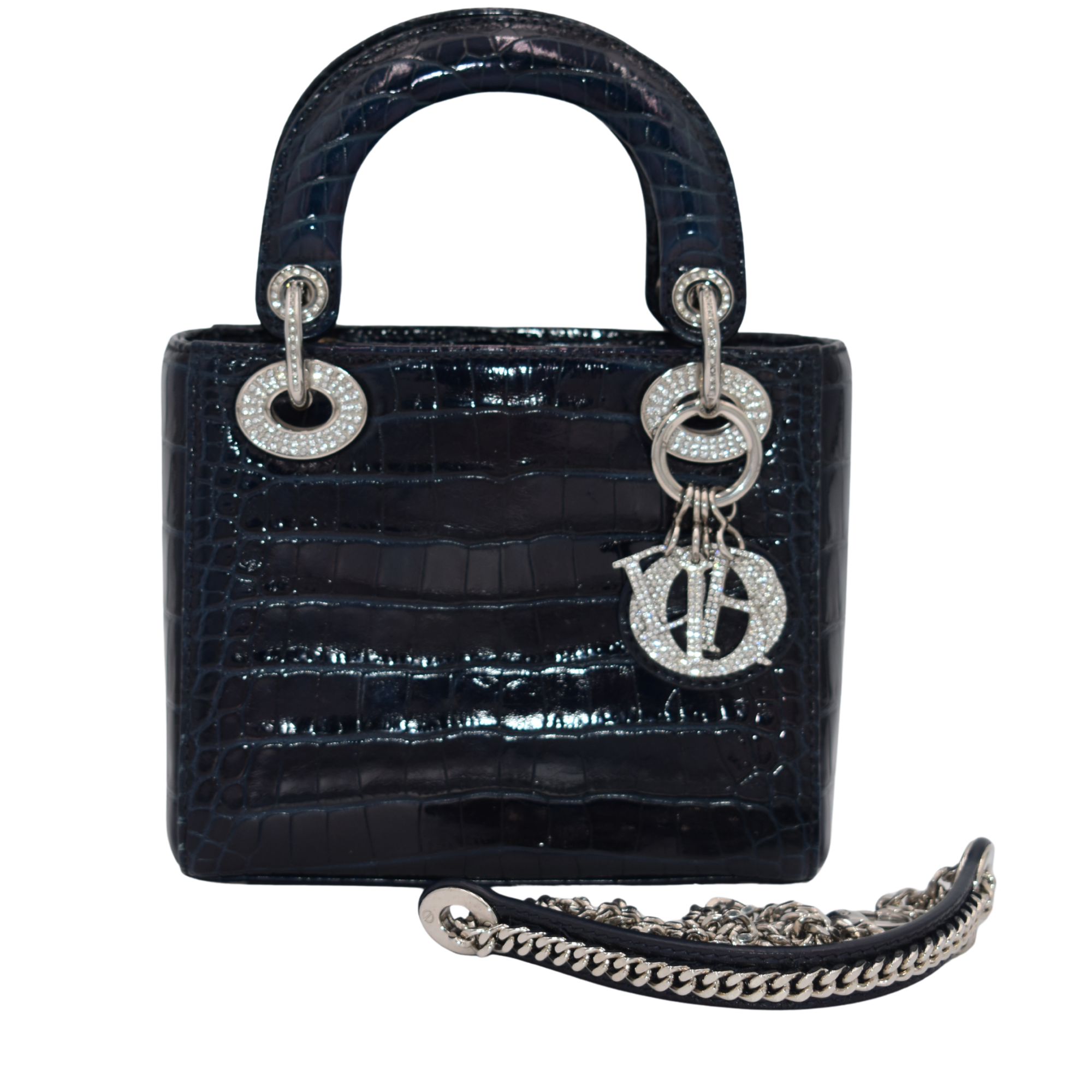Navy Alligator Lady Dior with Crystals