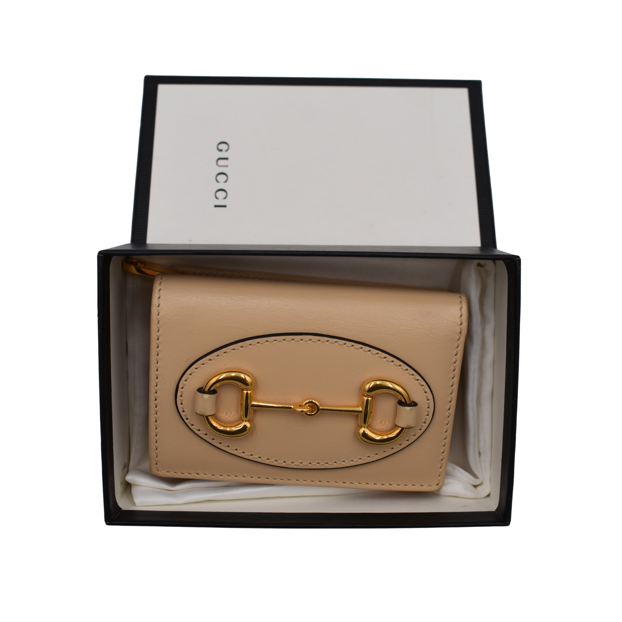 Beige Leather Horsebit 1955 Compact Wallet