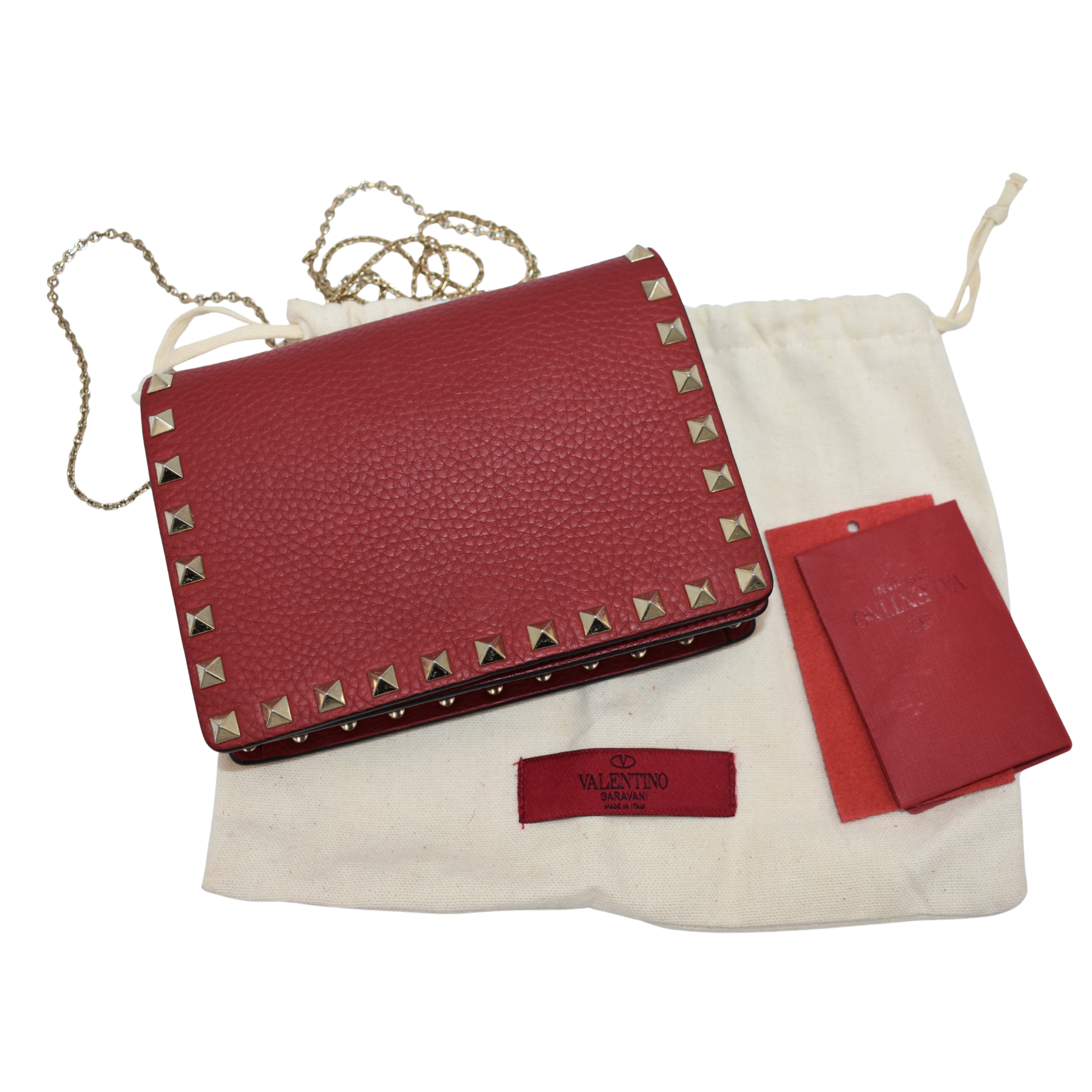 Red Rockstud Wallet on Chain