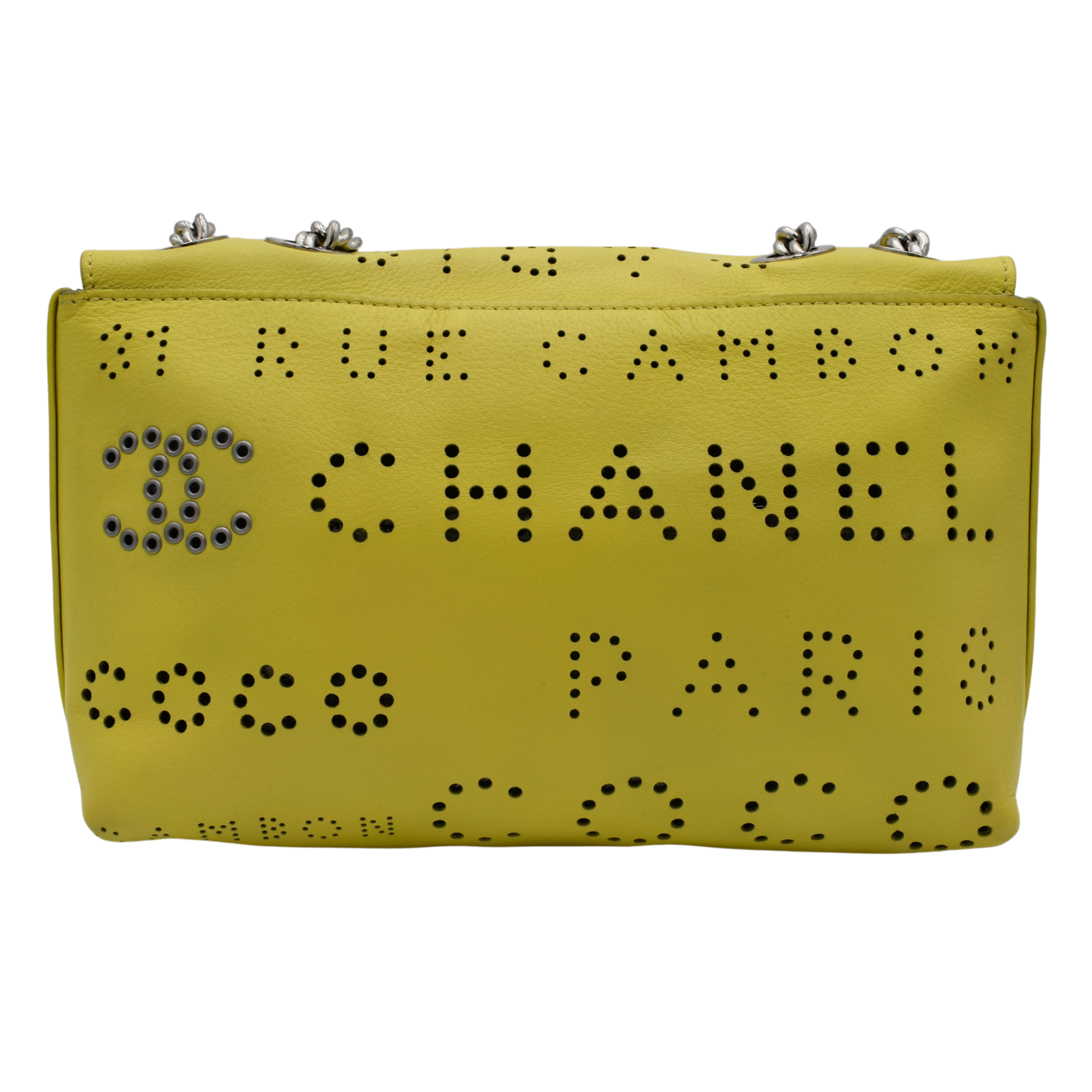 Yellow Calfskin Eyelet Flap Bag