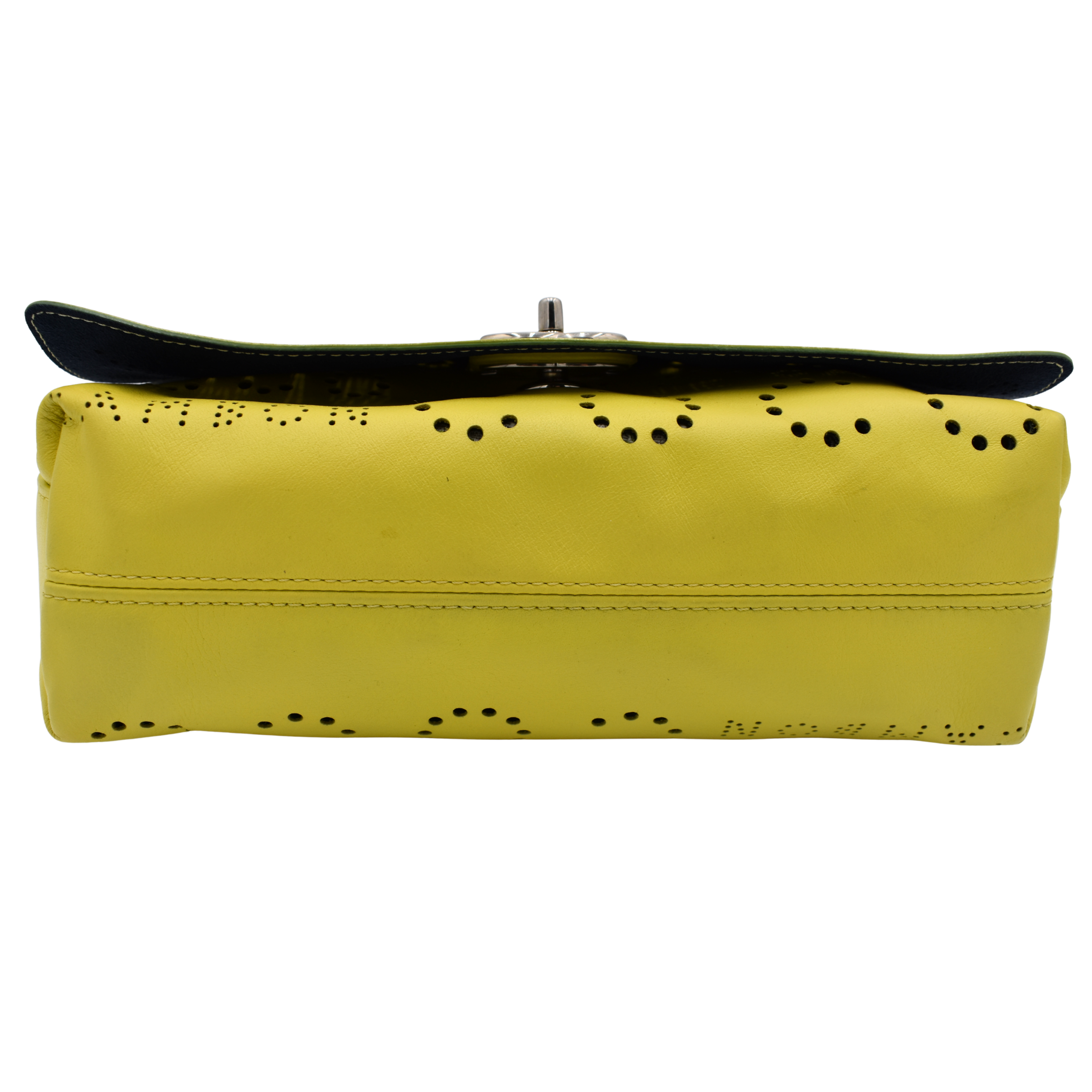 Yellow Calfskin Eyelet Flap Bag