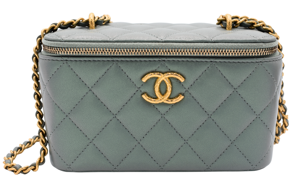 Teal Iridescent Lambskin Vanity Bag